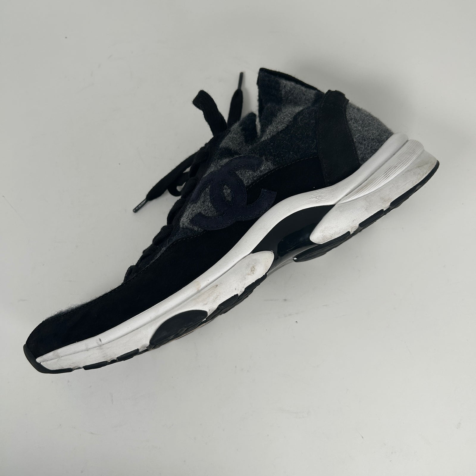 Chanel Dark Grey Knit Sock Runner Size 44