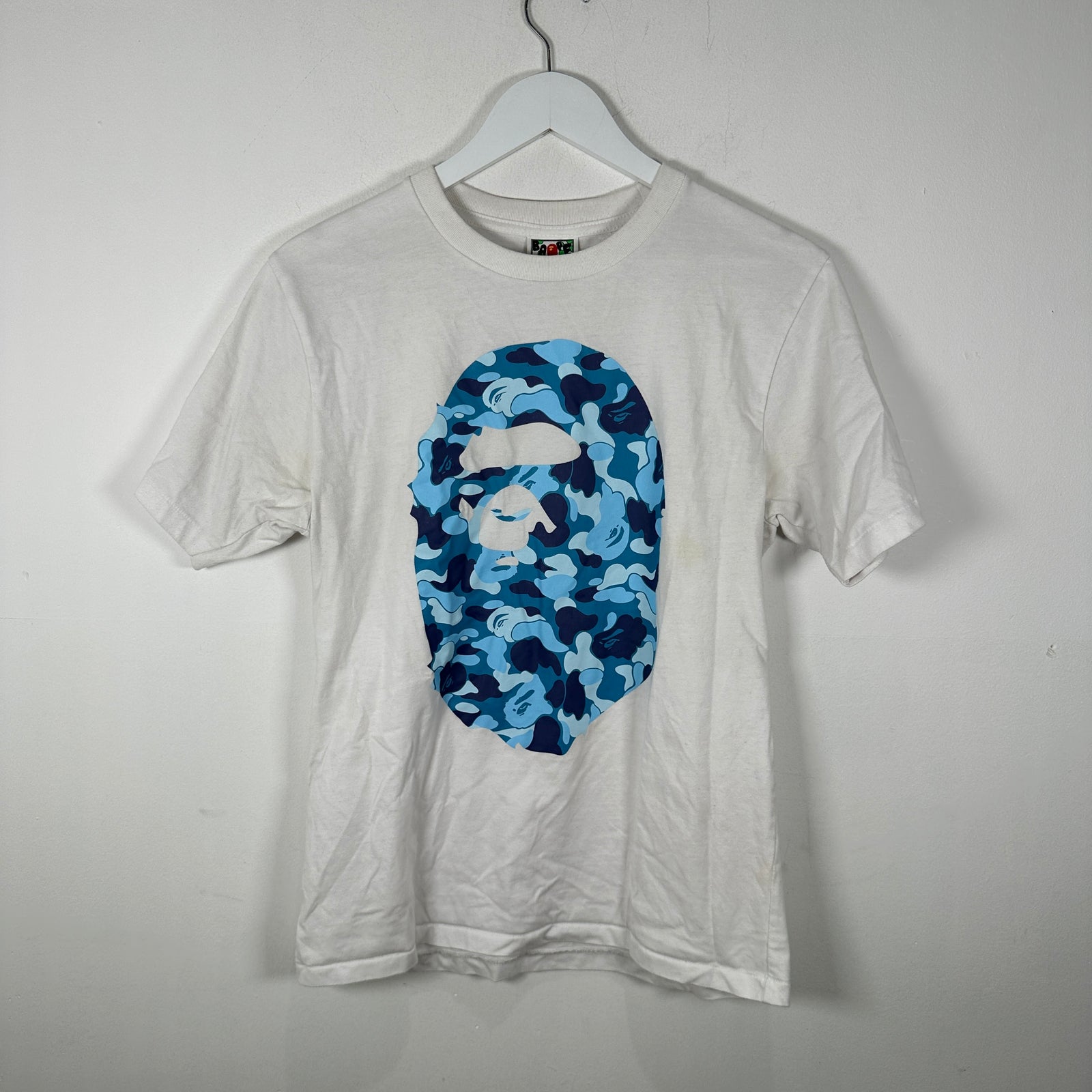 Bape White/Blue Camo Head T-Shirt Size M