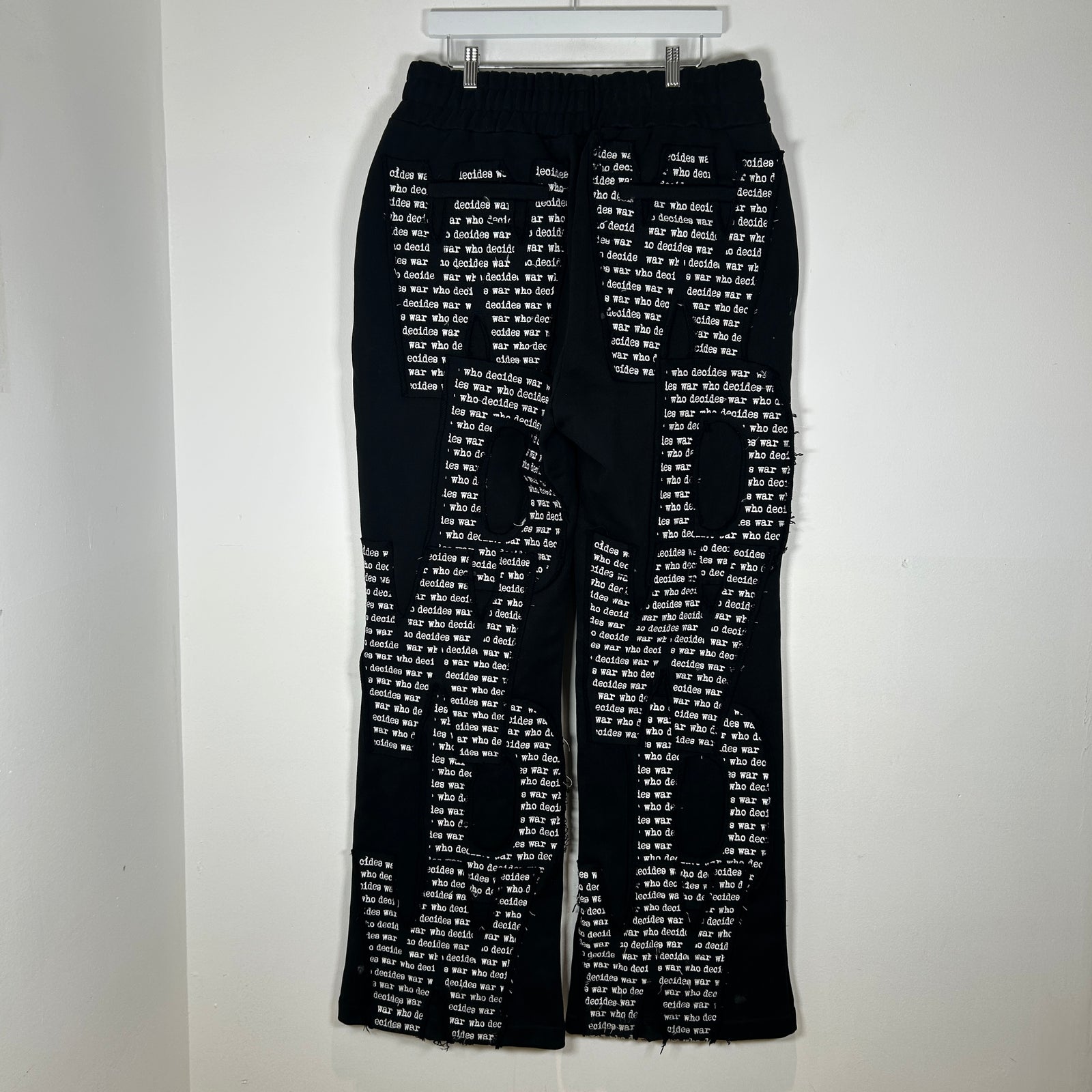 Who Decides War Poem Sweat Pants Size 36
