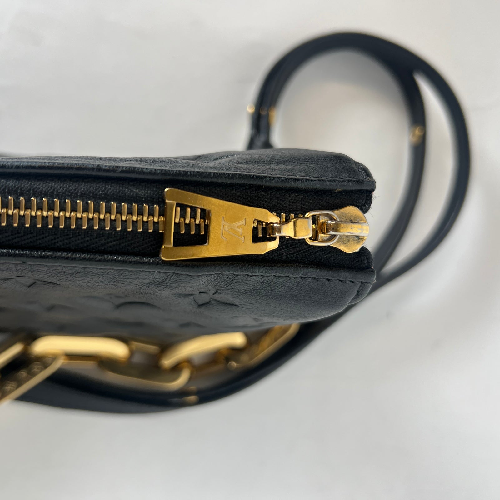 Louis Vuitton Black Lambskin Embossed Coussin BB Bag