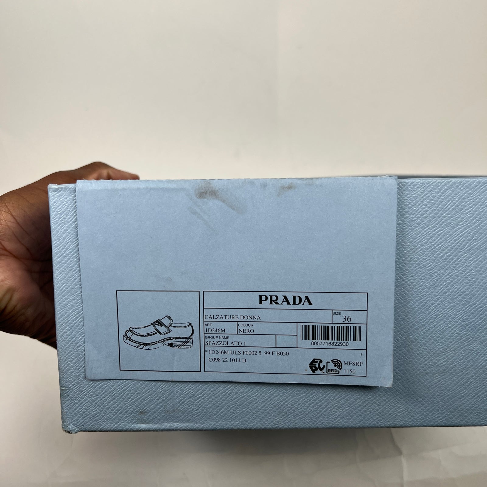 Prada Black Chocolate Triangle Logo Loafers Size 36
