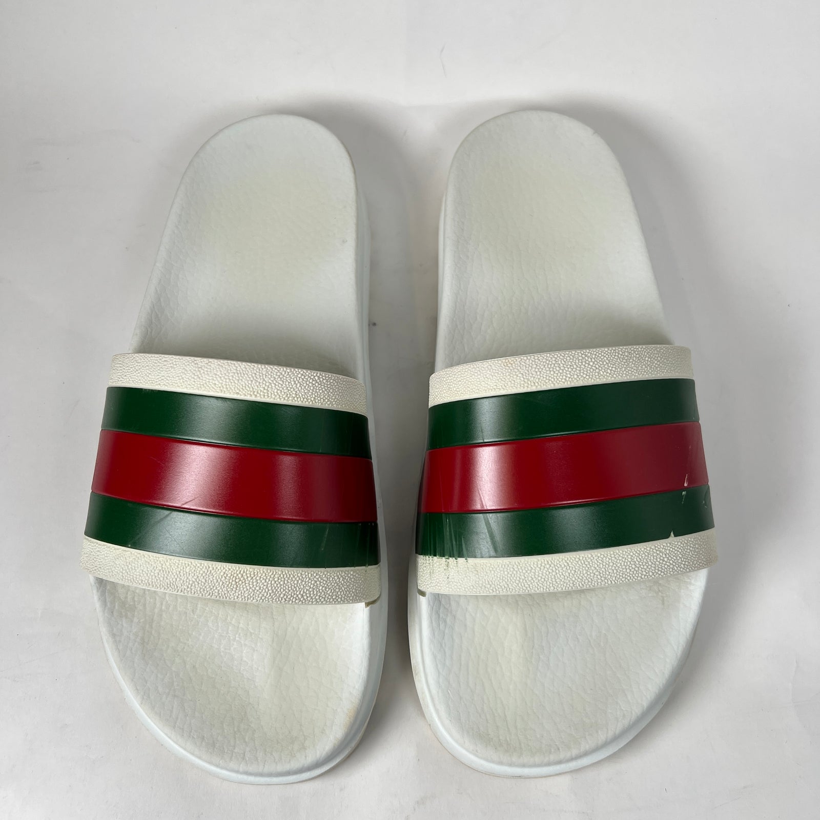 Gucci White Web Rubber Sandals Size GG 9