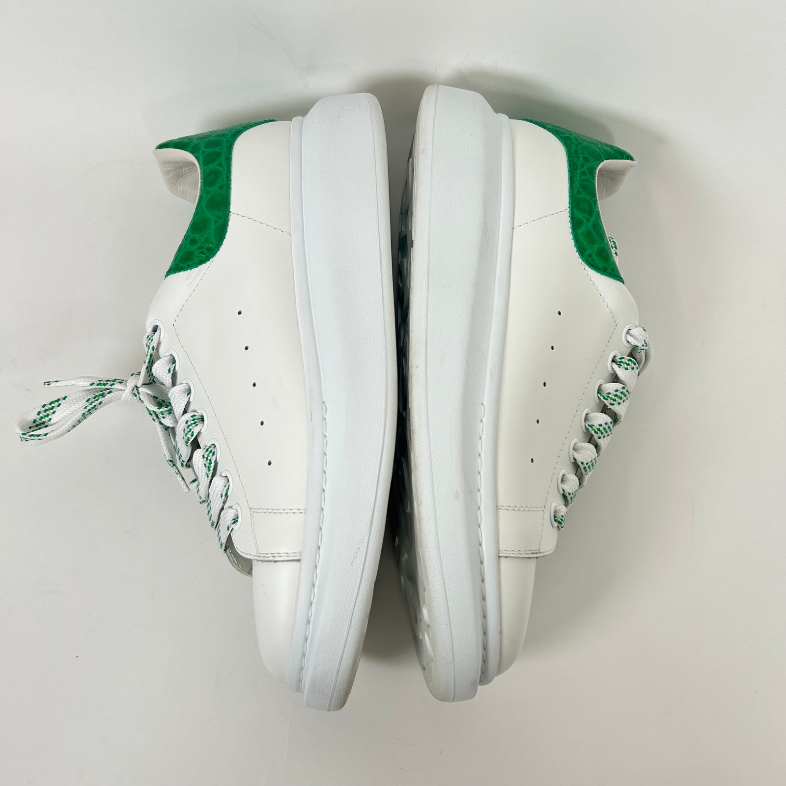 Alexander McQueen White/Green Croc Embossed Sneaker Size 43.5
