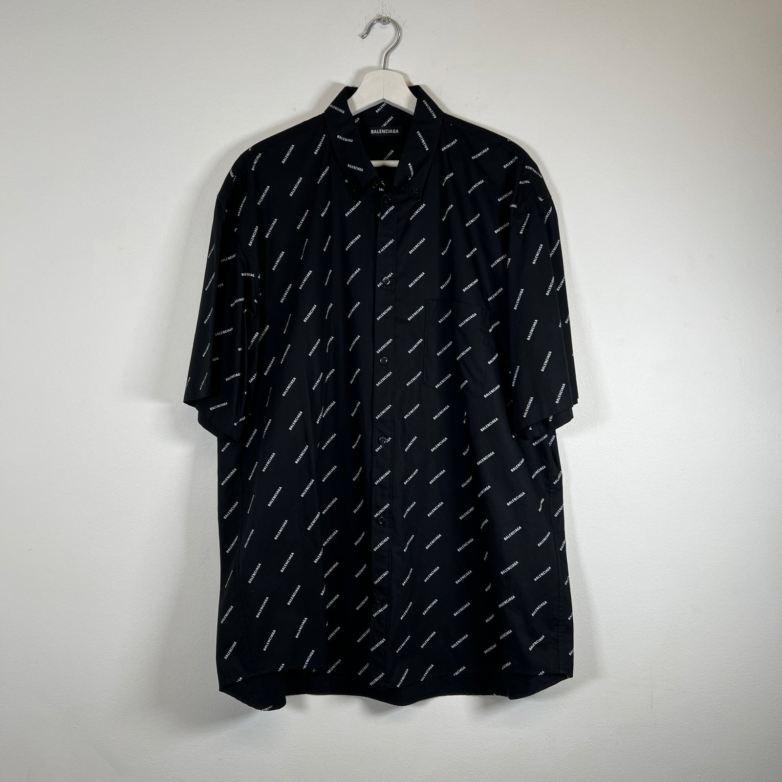 Balenciaga Black All Over Print SS Button Up