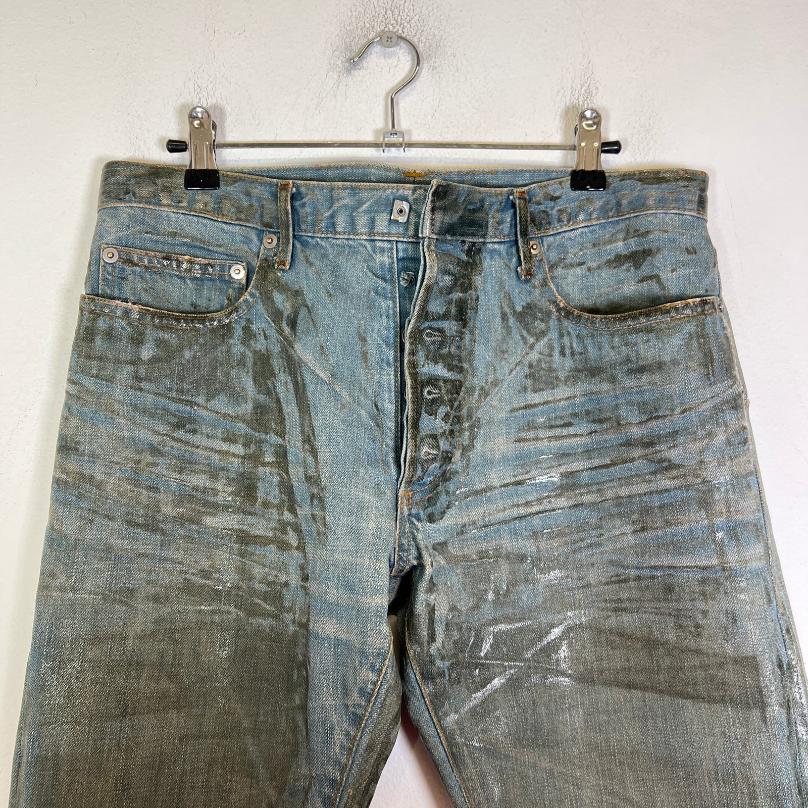 Dior Homme SS04 Bleu Claire Waxed Denim Jeans