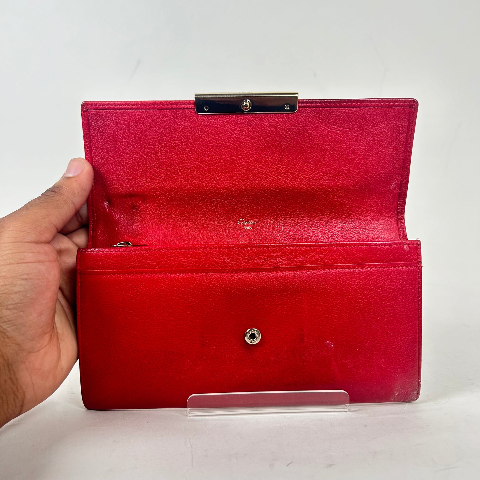 Cartier Red Leather Long Wallet