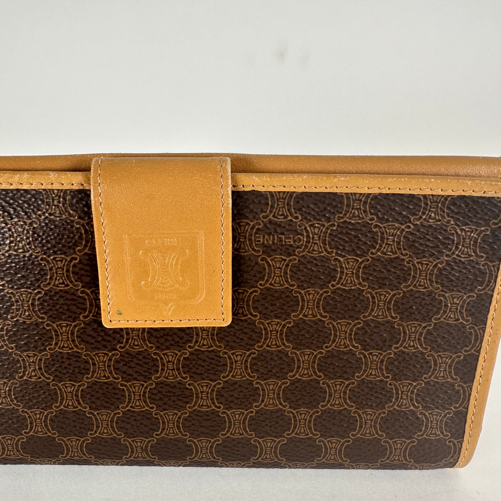 Celine Brown Macadam Leather Long Wallet