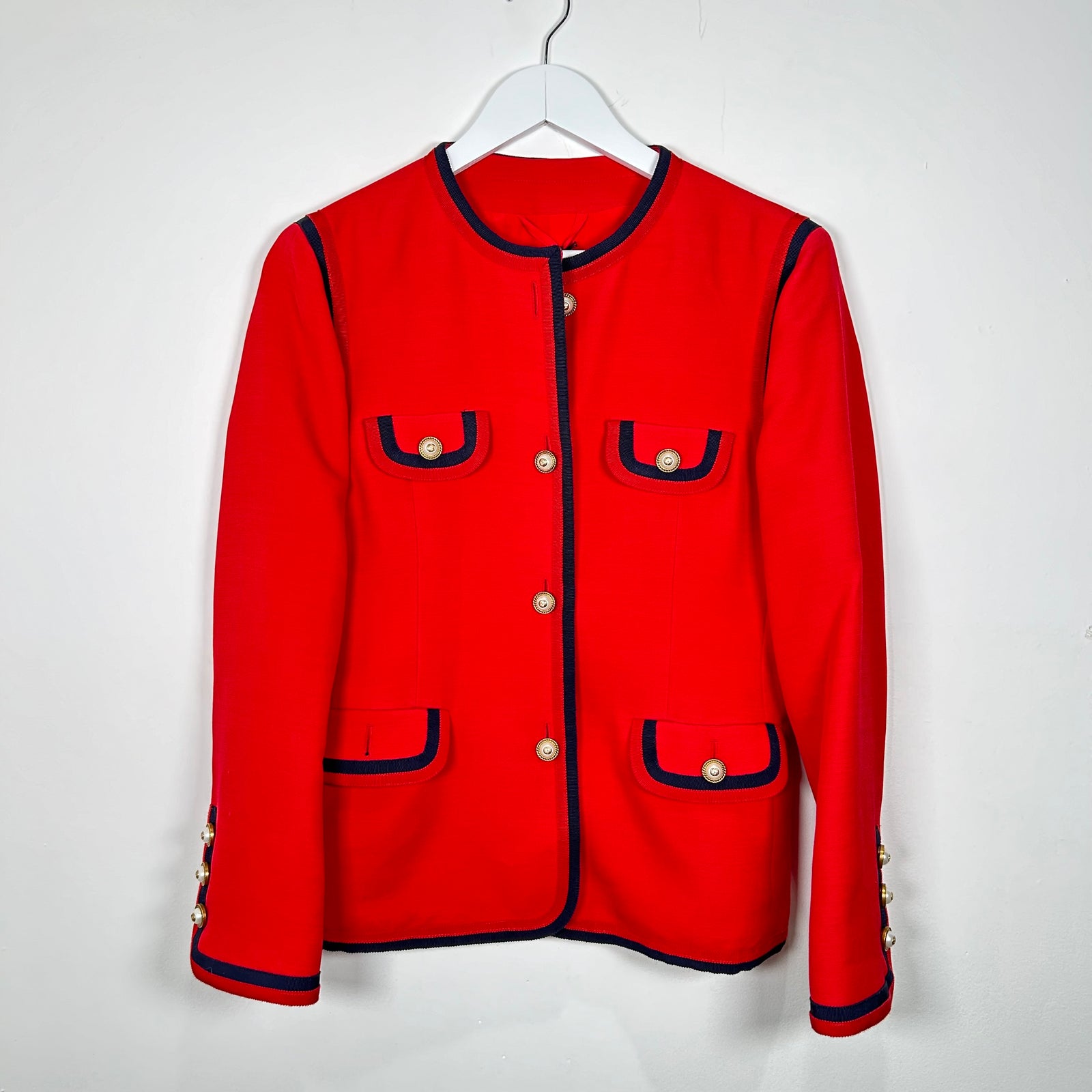 Gucci Red Silk Wool Blazer Jacket Size 44