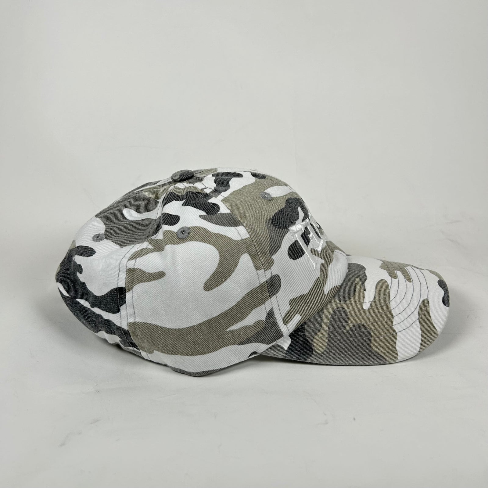 Street Commerce Snow Camo Mirrored Logo Distressed Cap