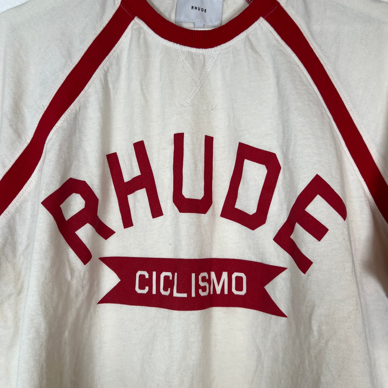 Rhude Red/Cream Ciclismo Raglan Tee Size L