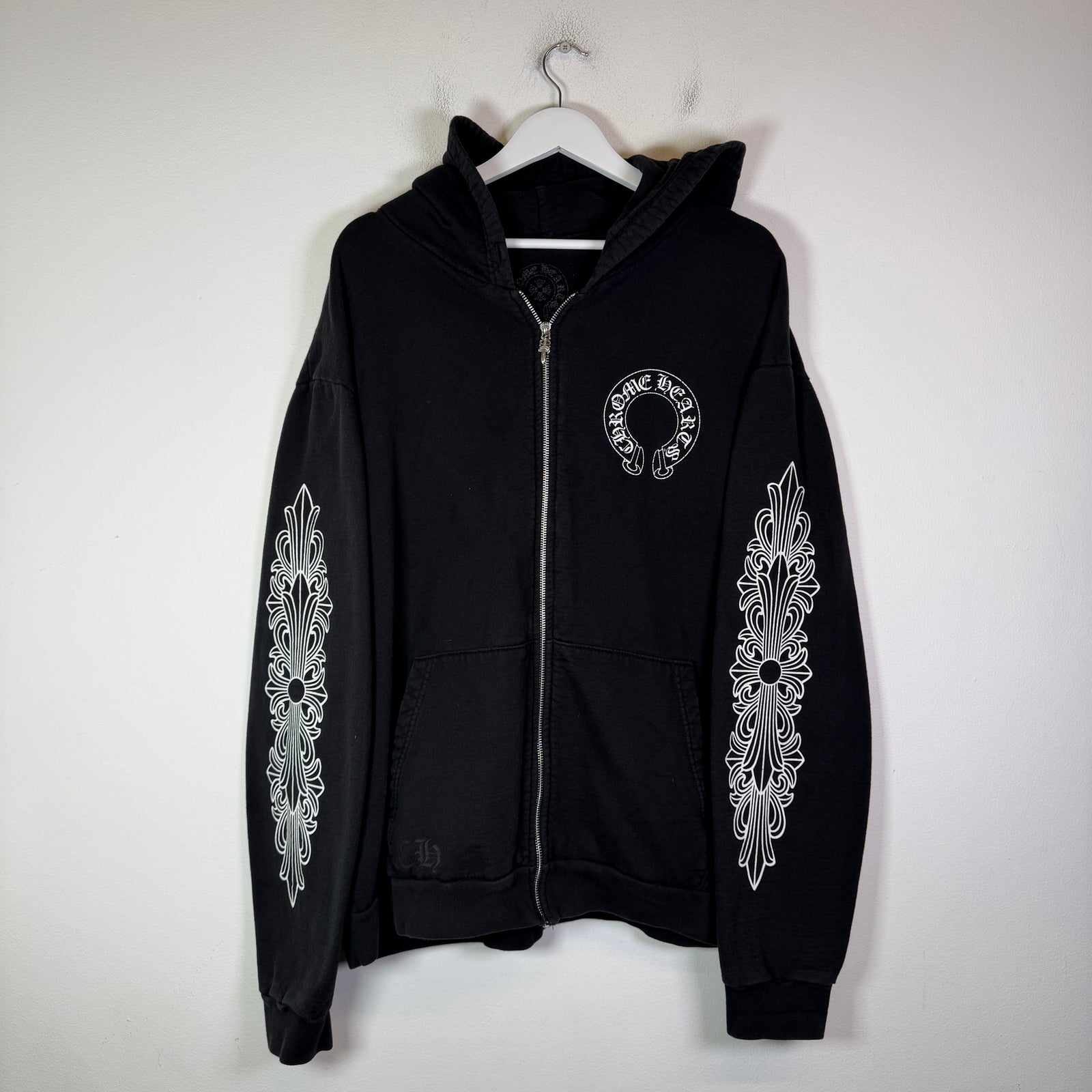Chrome Hearts Horseshoe Floral Cross Zip-Up Hoodie