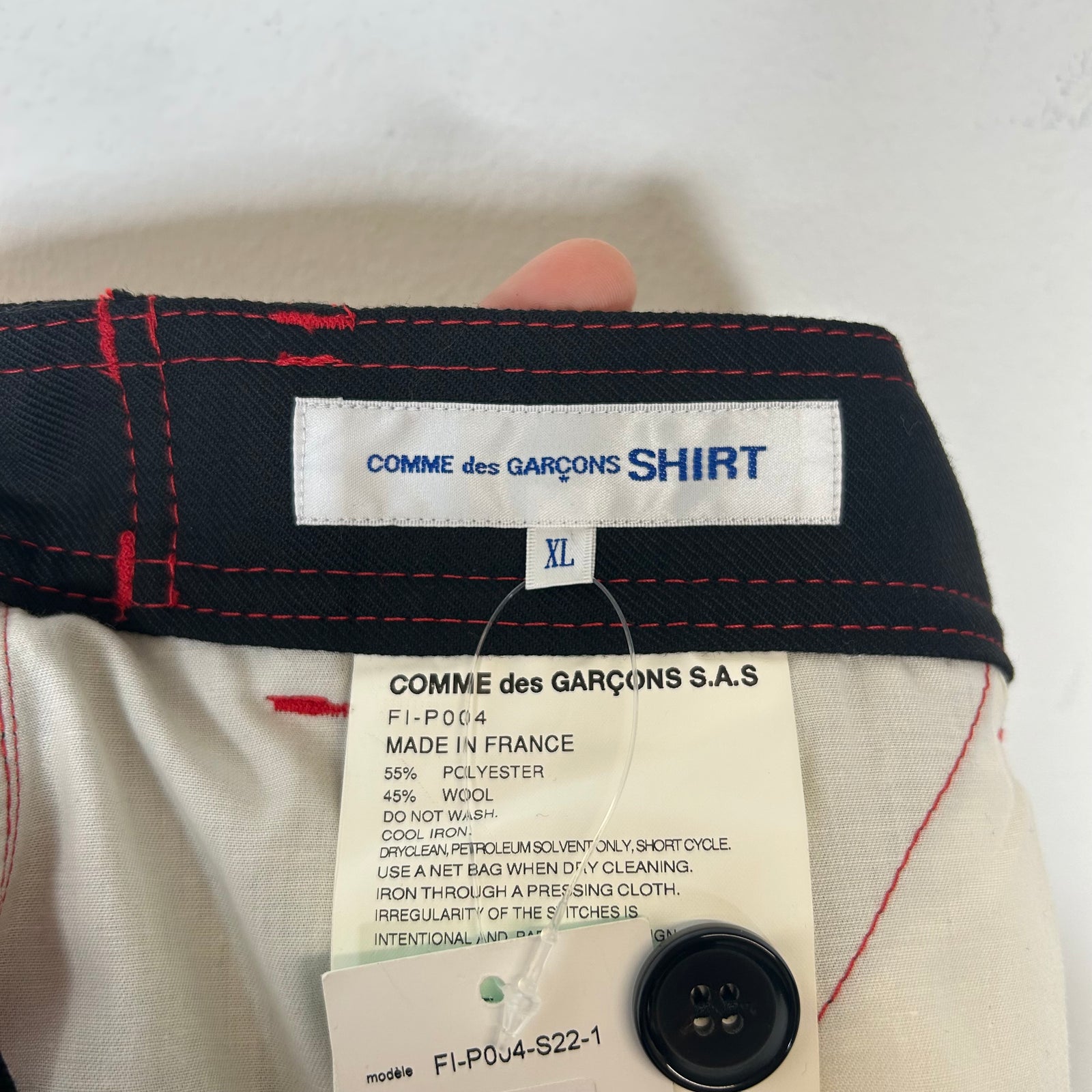 CDG Black/Red Woven Pants Size XL