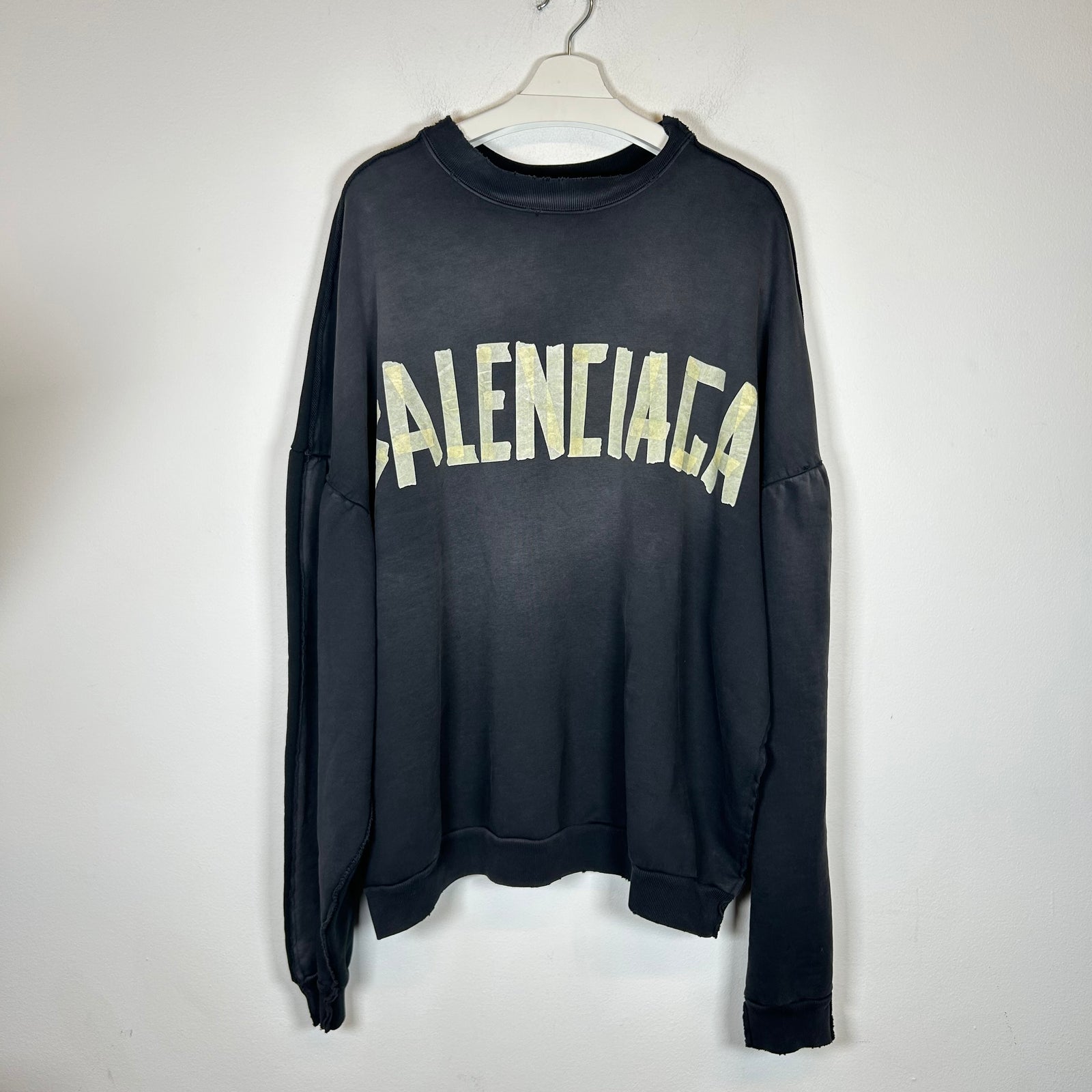 Balenciaga Black Double Front Tape/Sporty B Logo Sweatshirt Size M