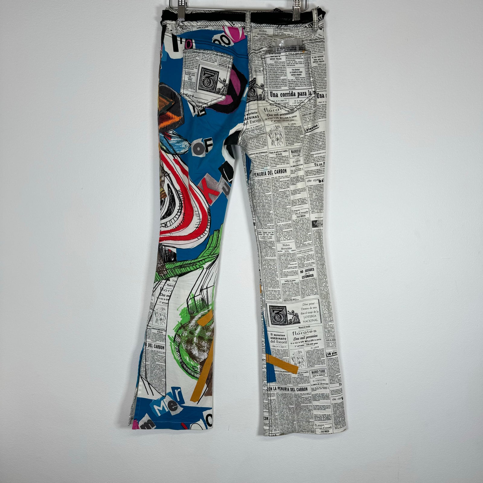 John Galliano S/S 2001 Newspaper Graffiti Printed Pants Size 28