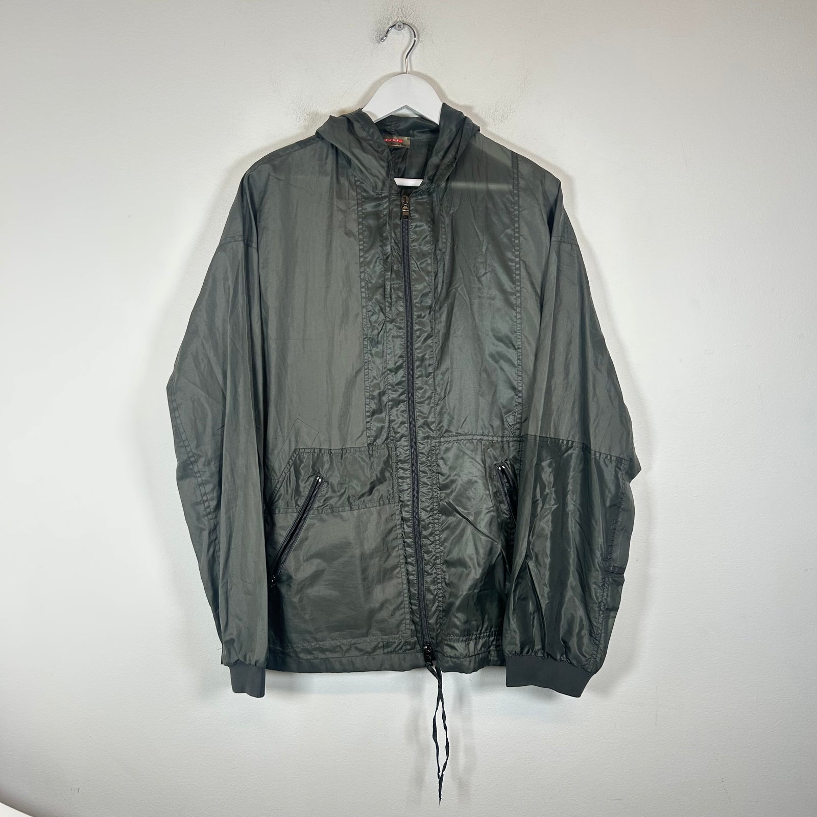 Prada Olive Linea Rosa Nylon Windbreaker Jacket Size M