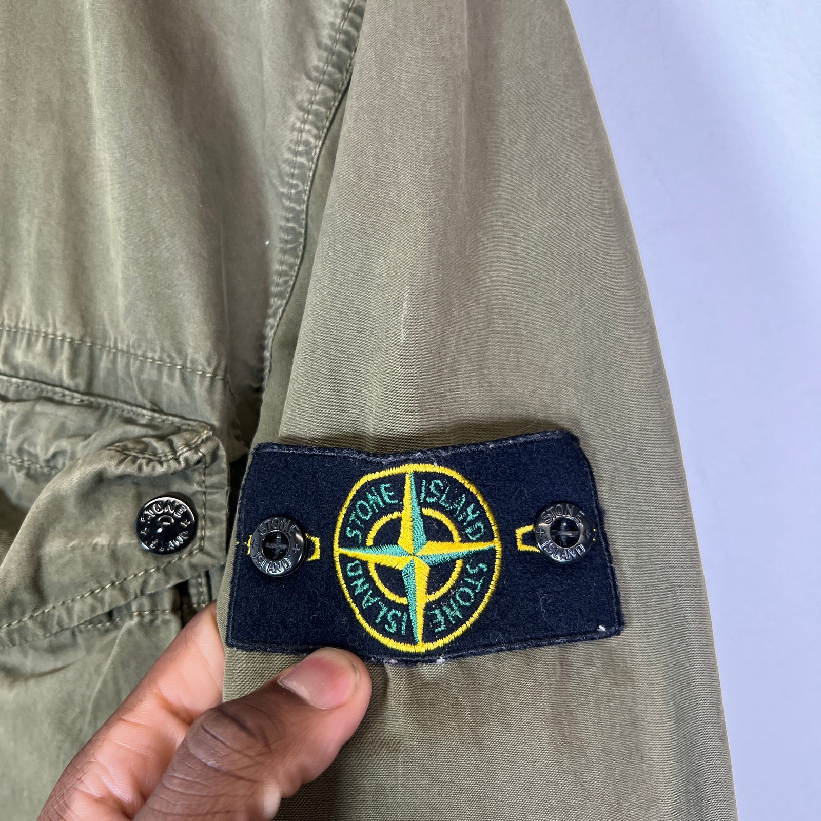 Stone Island Olive Garment Dyed Zip Overshirt Size L