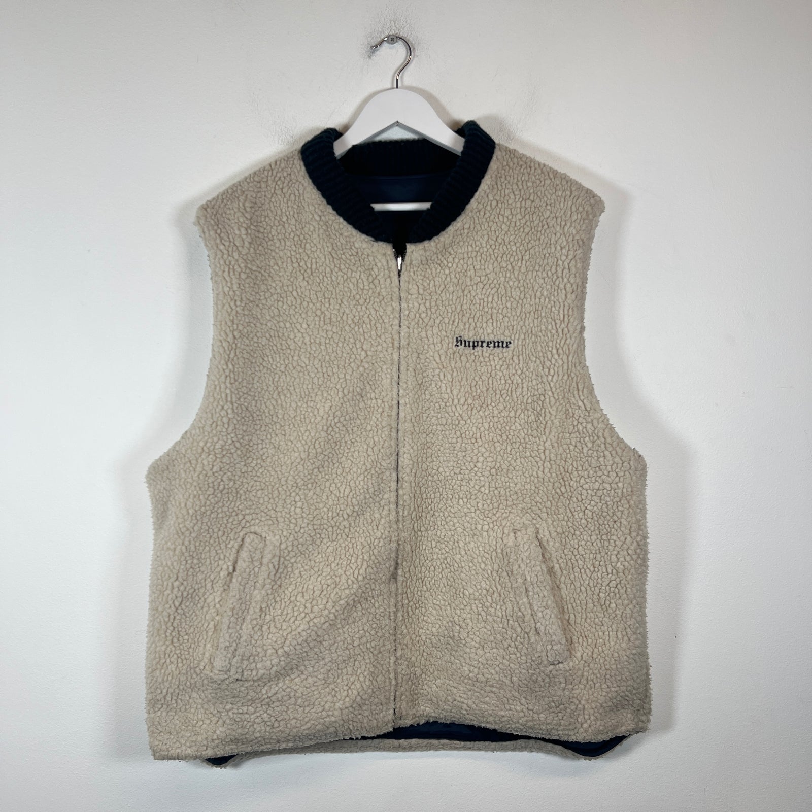 Supreme Navy Sherpa Reversible Vest Size XL