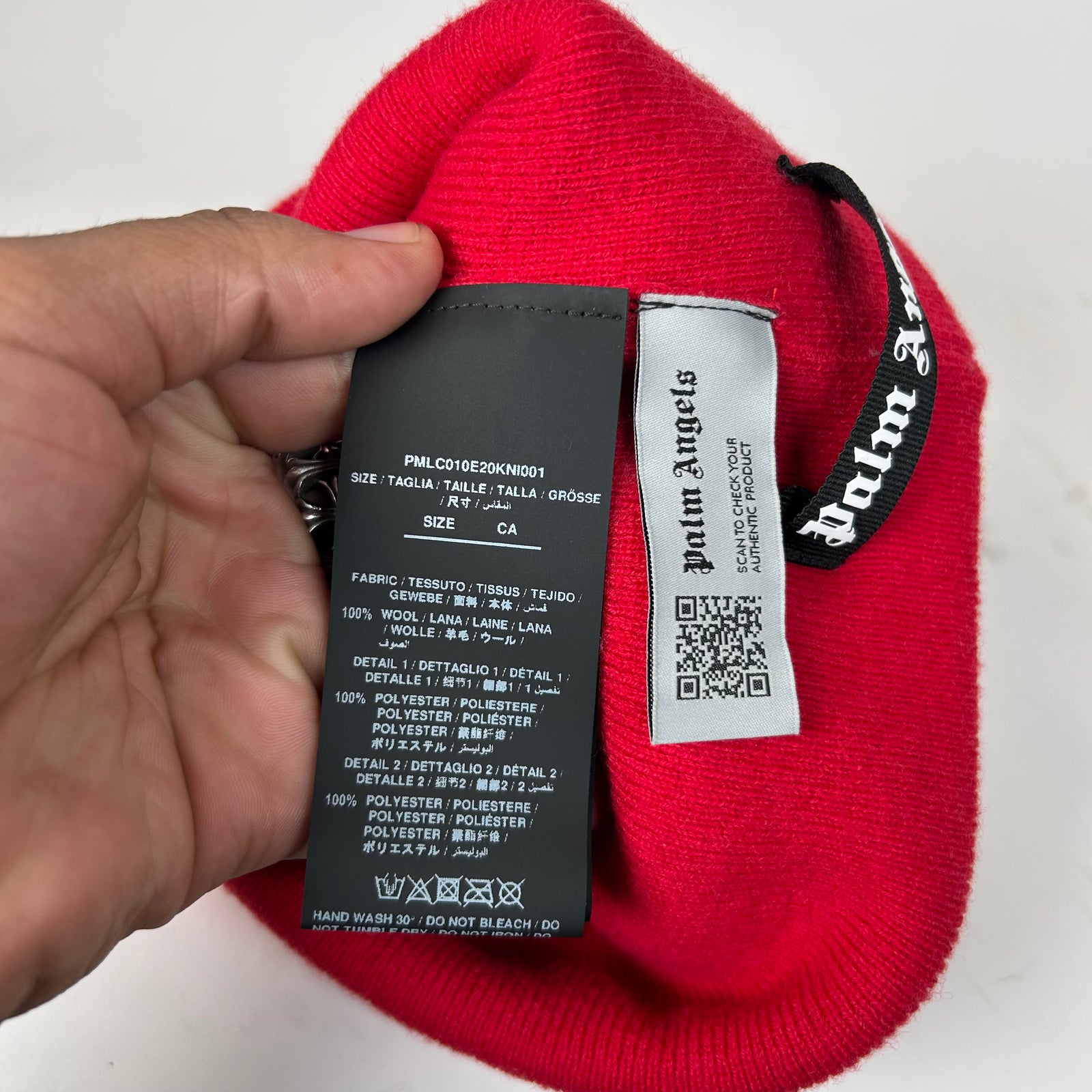 Palm Angels Red Embroidered Logo Beanie