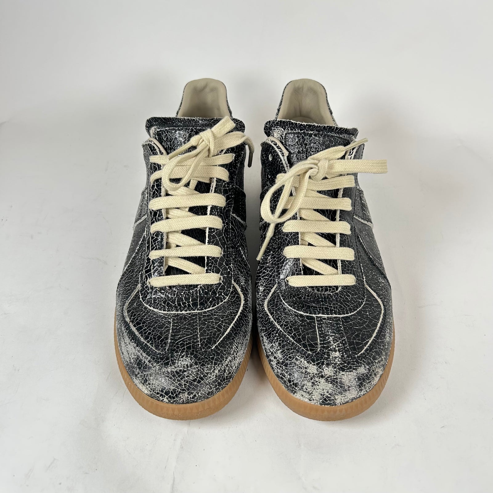 Maison Margiela Black Cracked Leather Gats Size 42