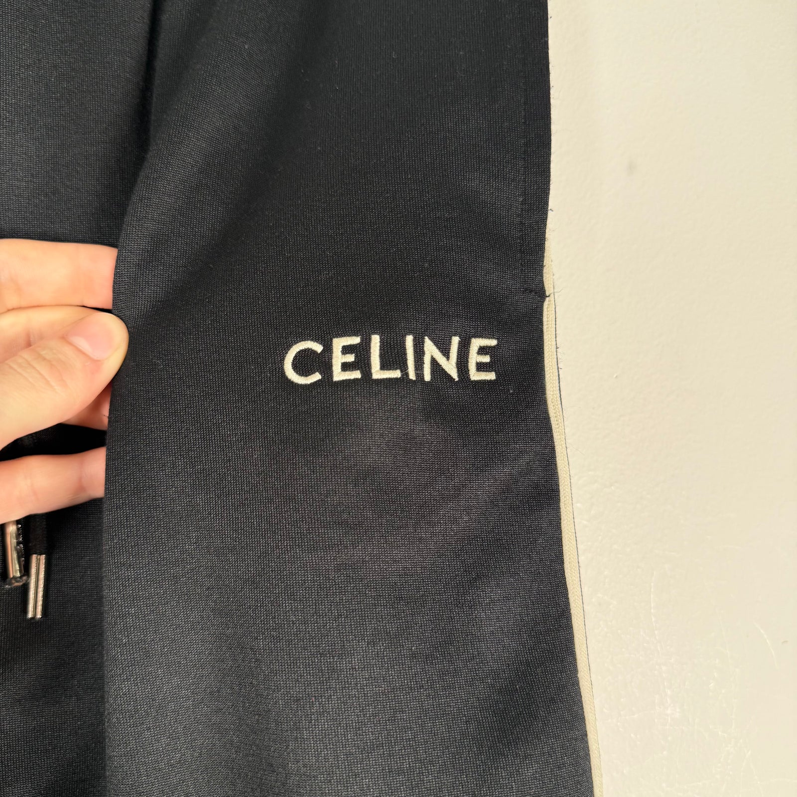 Celine Black Striped Logo Sweatpants Size M