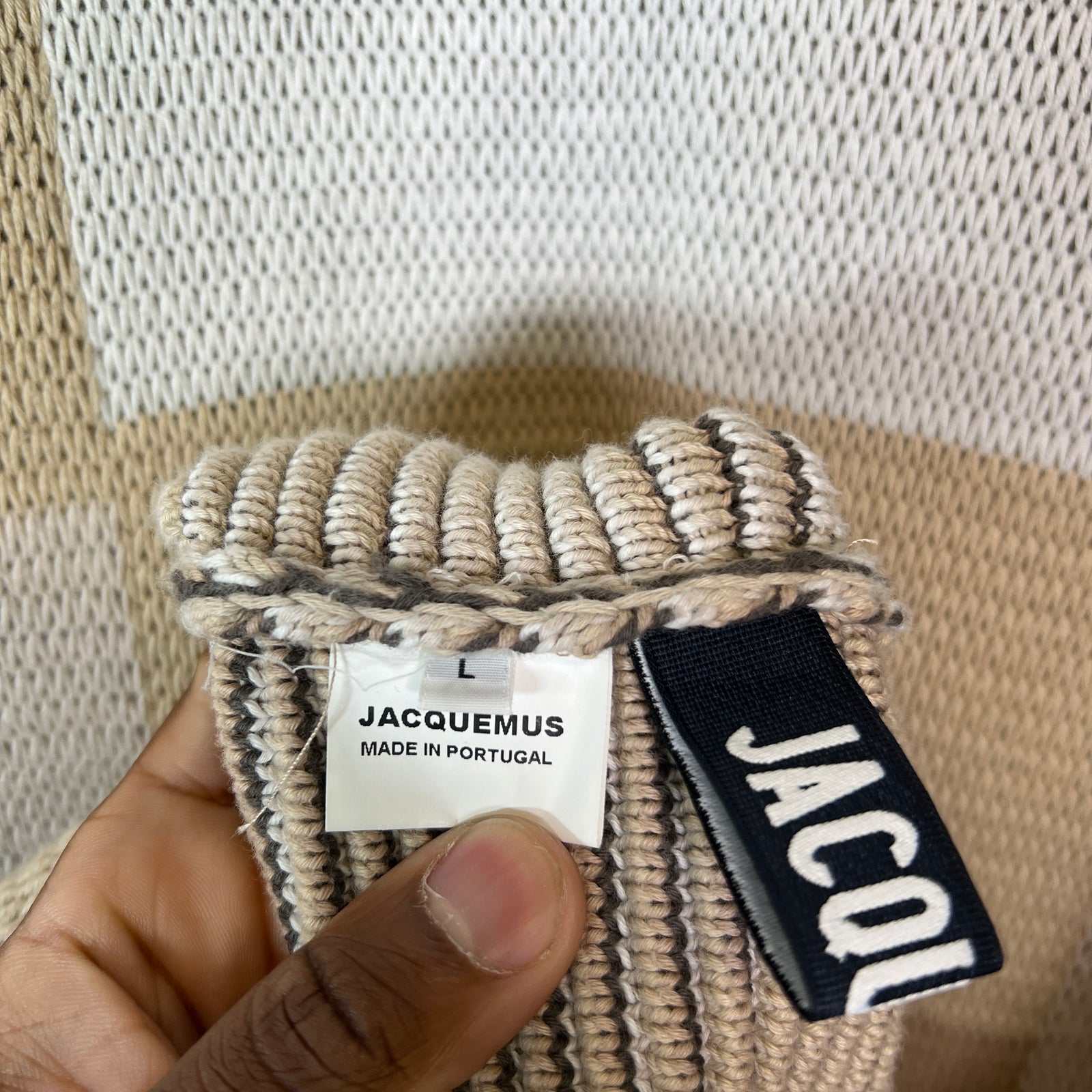 Jacquemus Brown Check Knit Sweater Size L