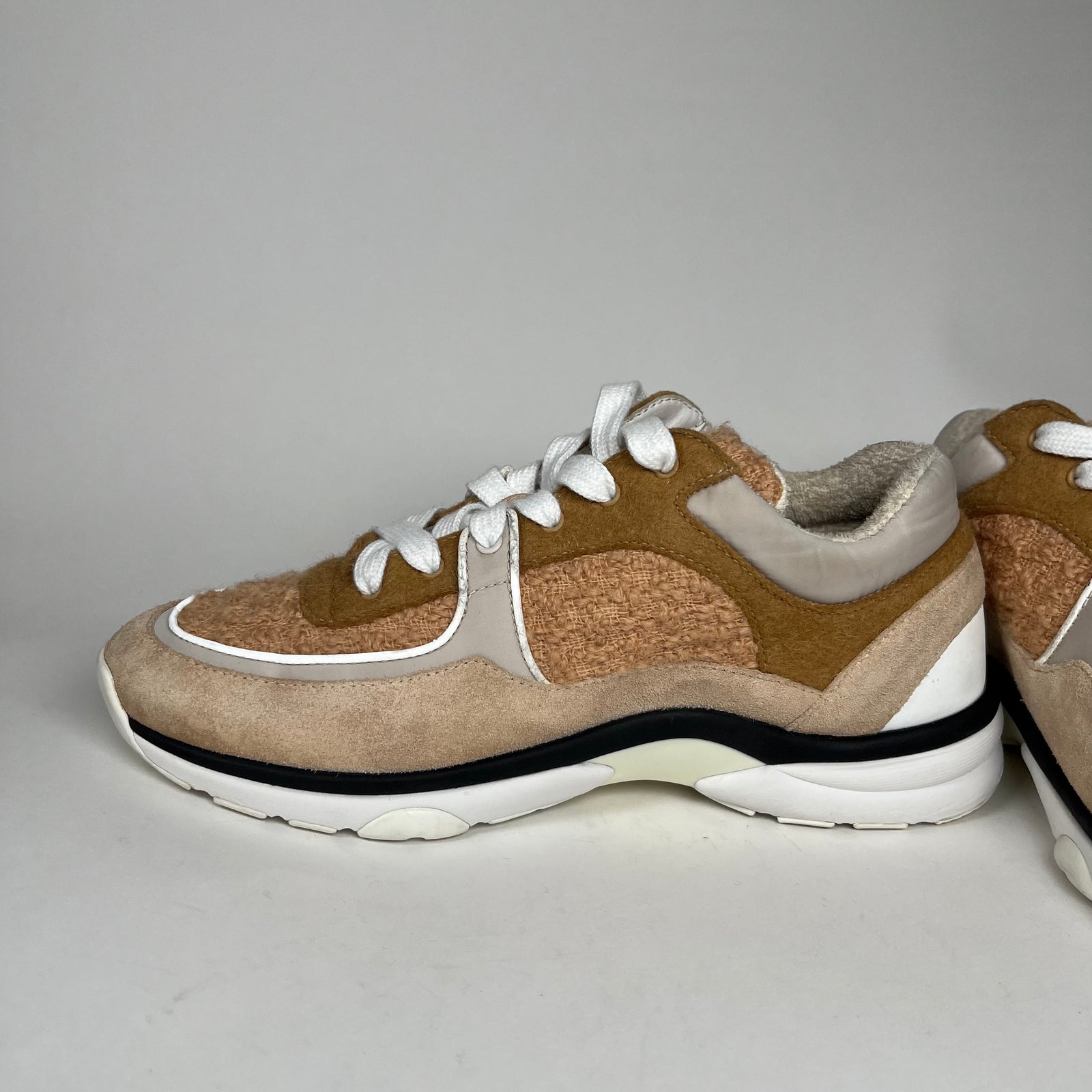 Chanel Brown Tweed Tennis Trainer Size 39