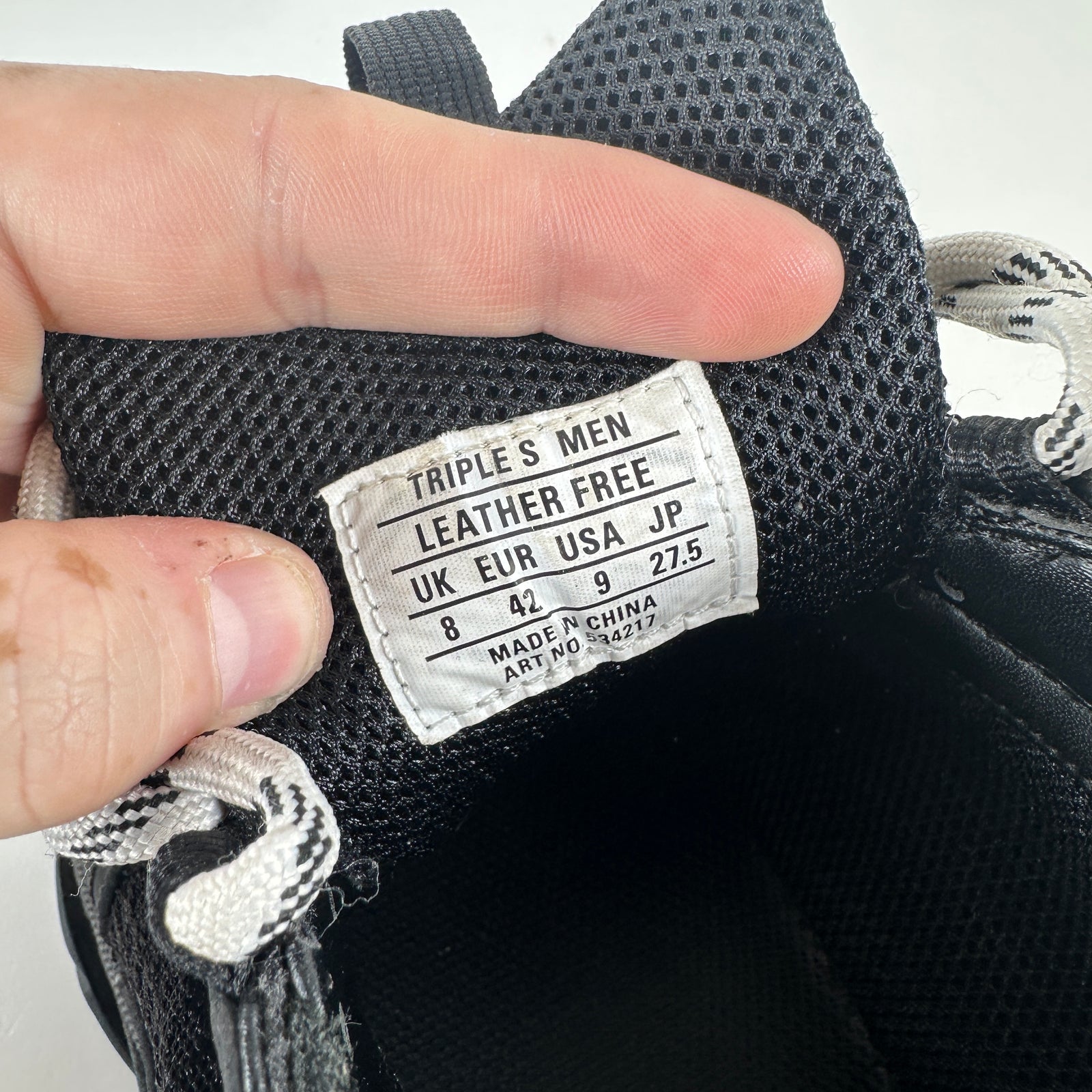 Balenciaga Black/White Triple S Sneaker Size 42