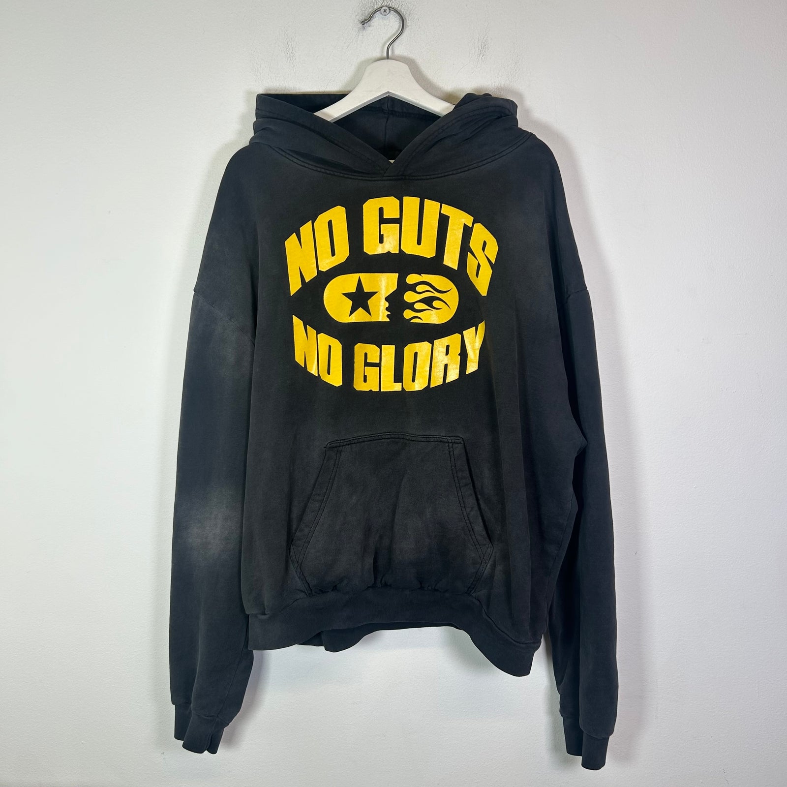 Hellstar Black 'No Guts No Glory' Logo Hoodie Size L