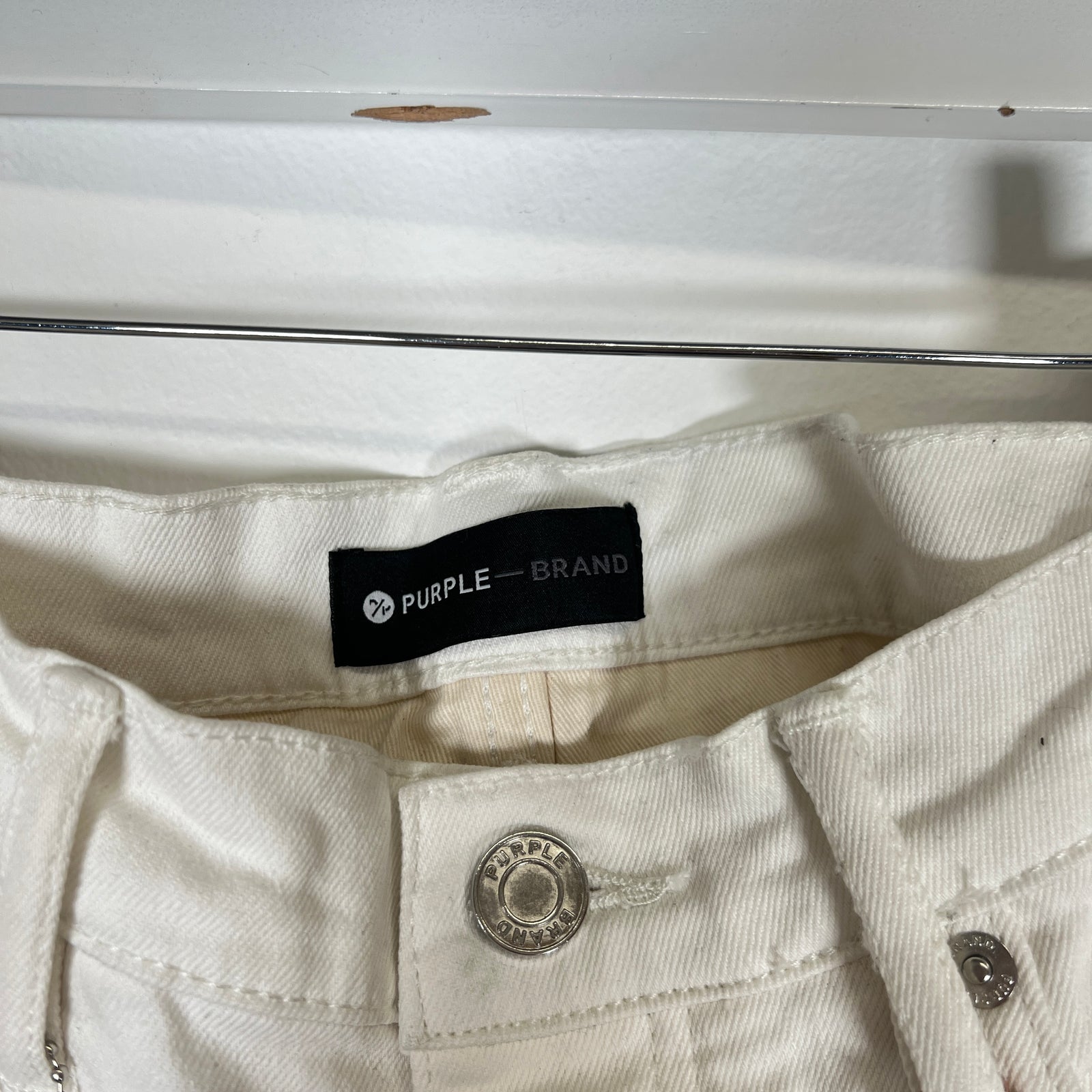 Purple Paint Splatter White Jeans Size 32