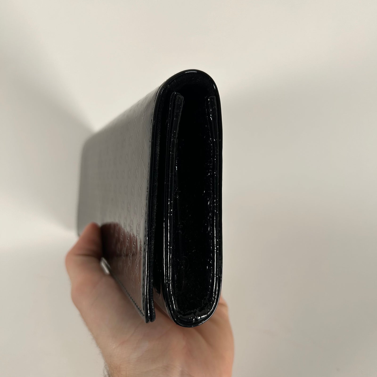 Gucci Guccissima Black Patent Clutch