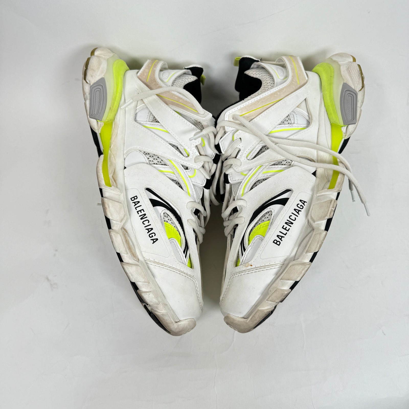 Balenciaga White/Neon Yellow Track Sneakers Size 43