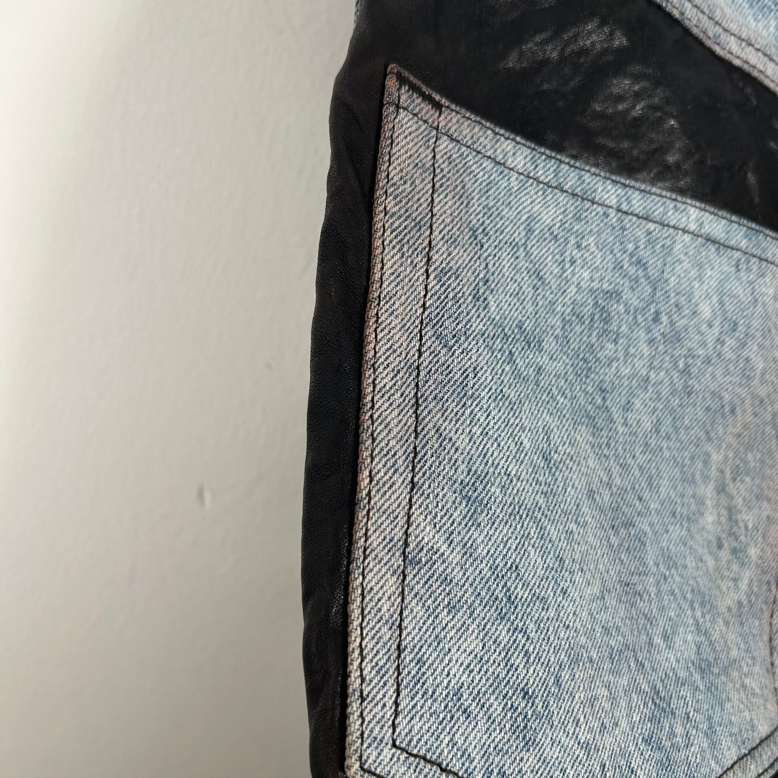 Acne Studios Leather Patchwork Denim Pants Size 32