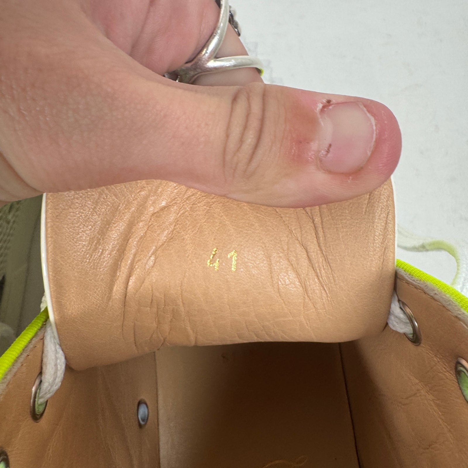 Christian Louboutin White/Lime Yellow Studded High Top Sneaker Size 41