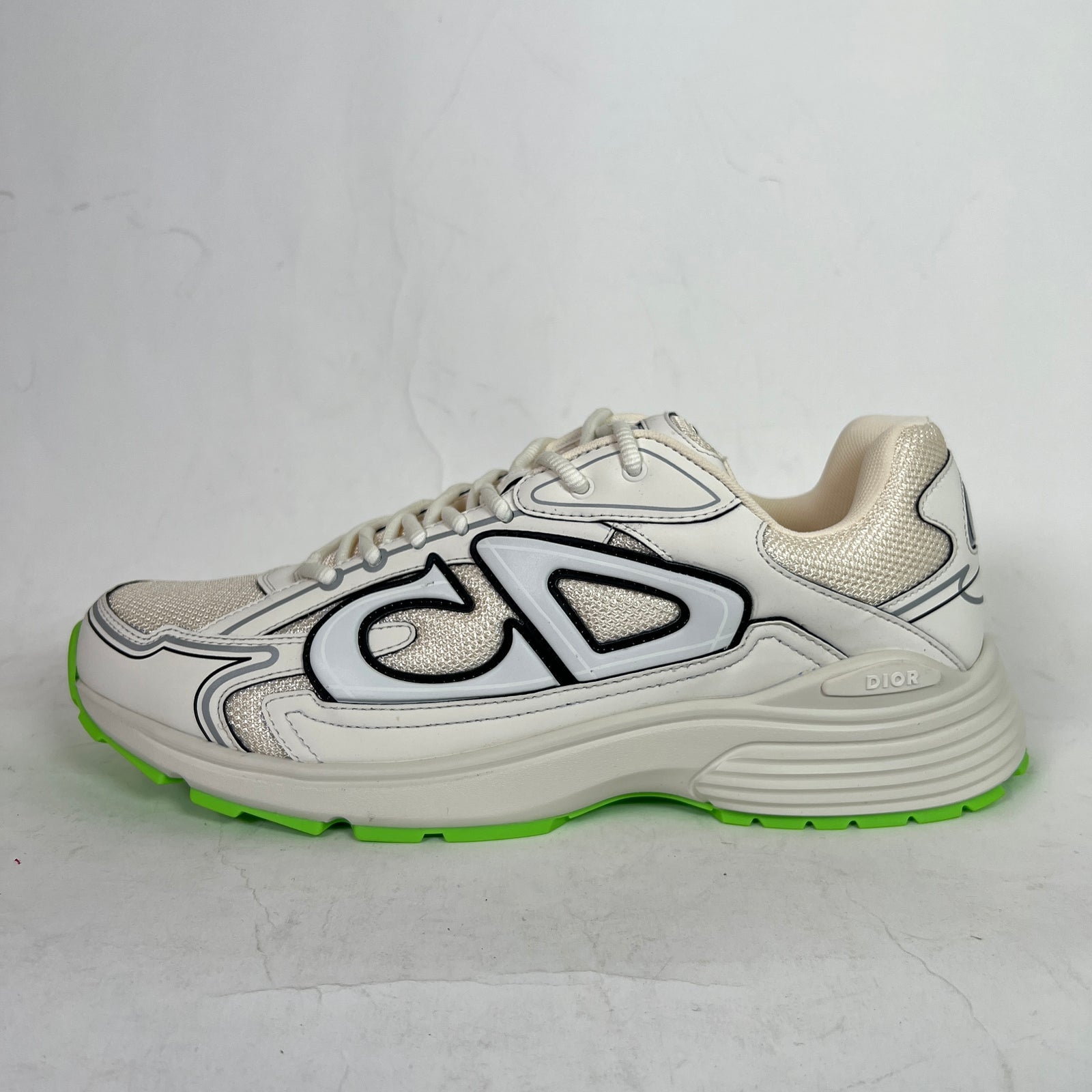 Dior B30 Beige/Lime Green Microfiber Mesh Sneaker Size 43