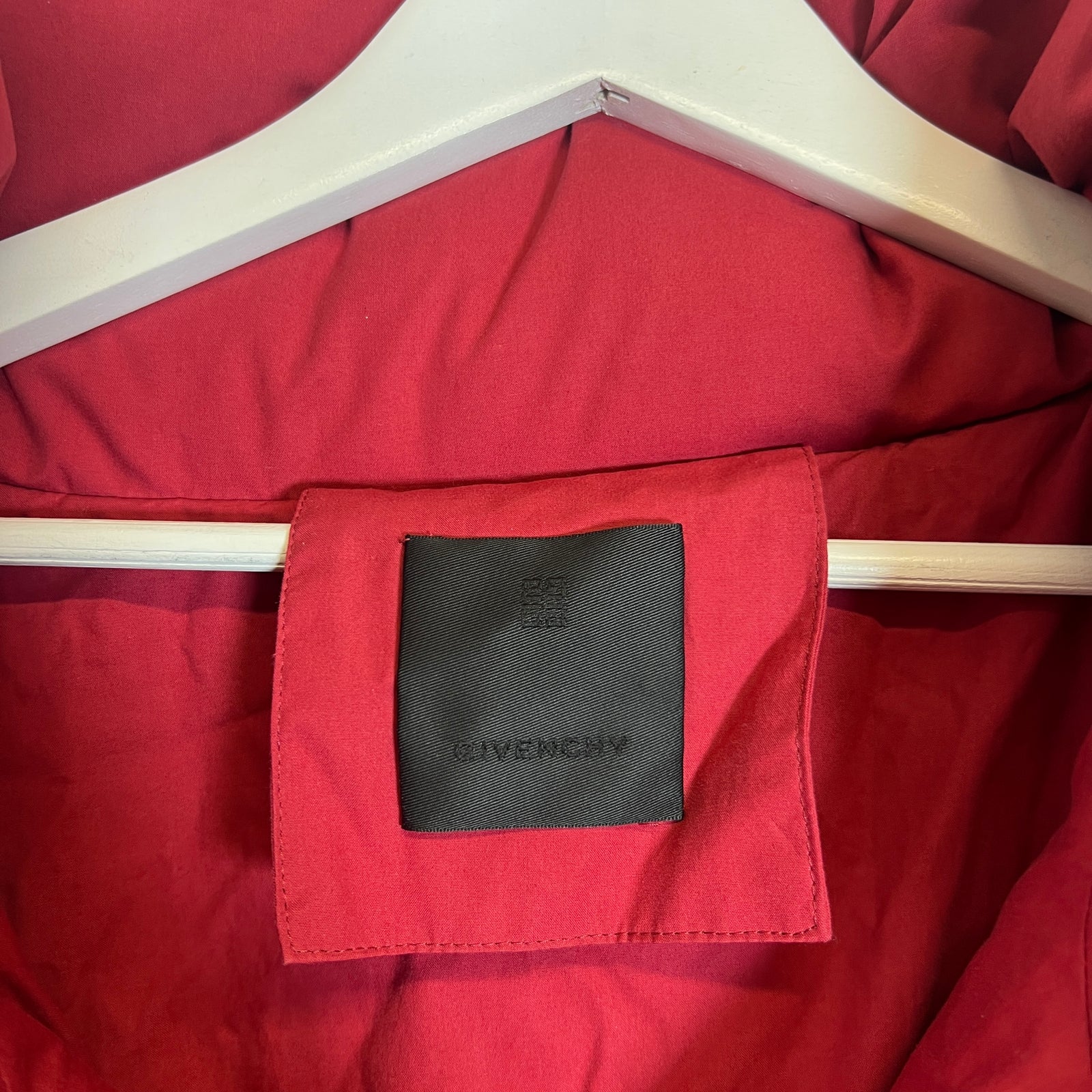 Givenchy Red Paisley Distressed Puffer Jacket Size 50