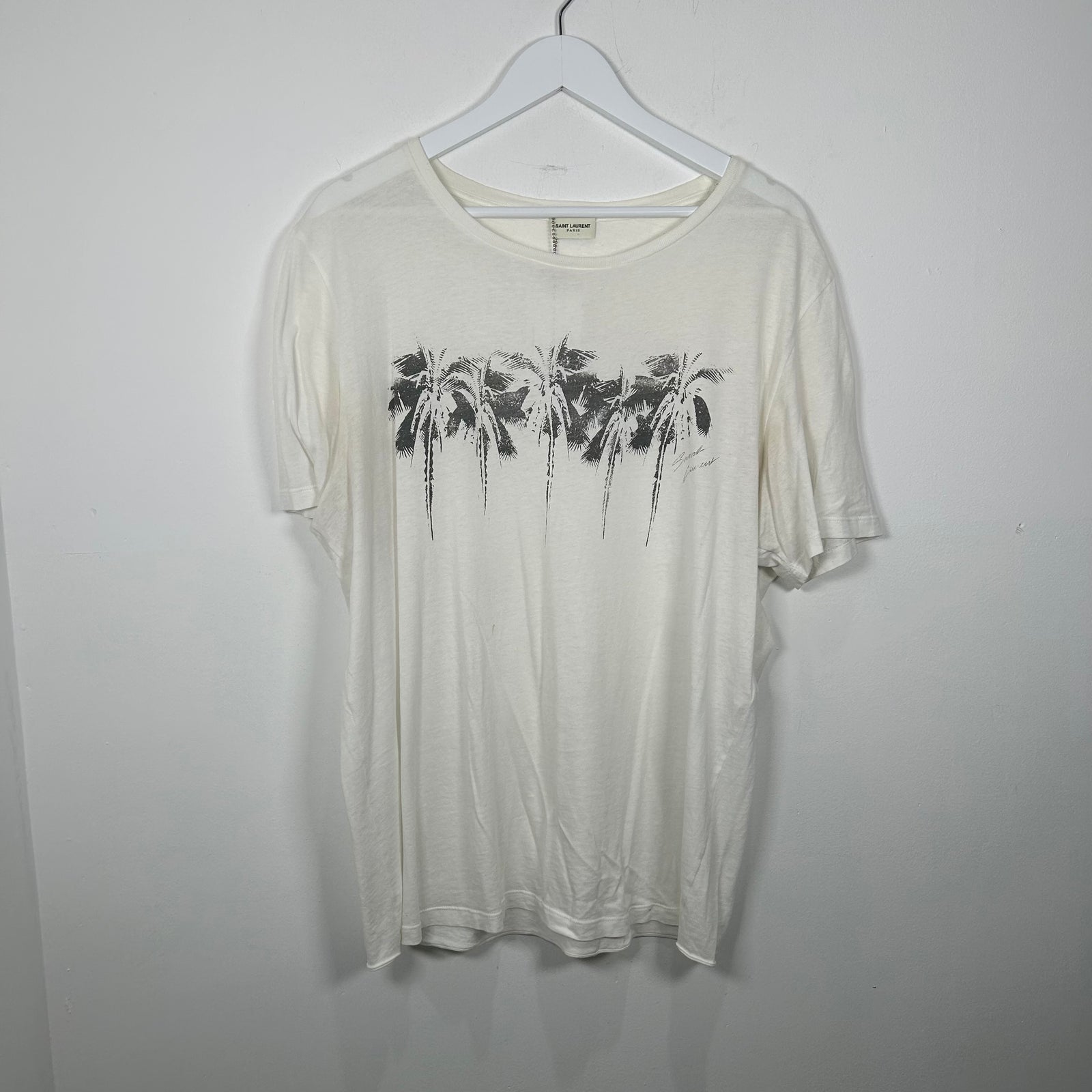 Saint Laurent White 'Trees' T-Shirt Size L