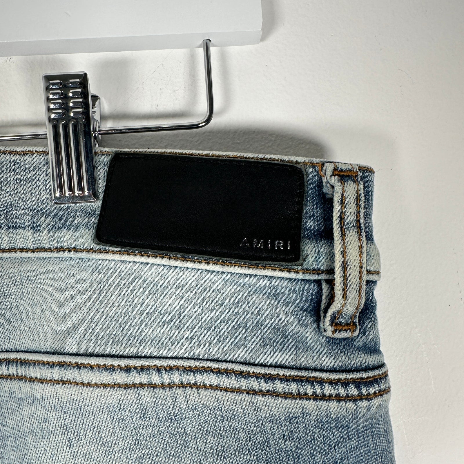 Amiri Light Wash Black Patch MX1 Jeans Size 36