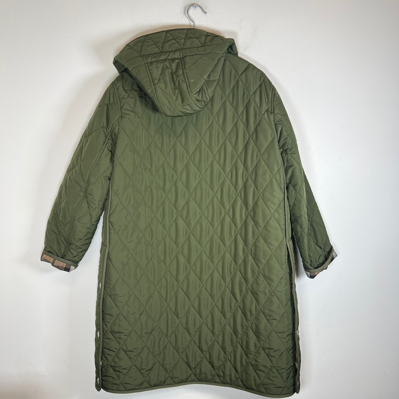 Burberry Olive Quilted Hooded Jacket Size L
