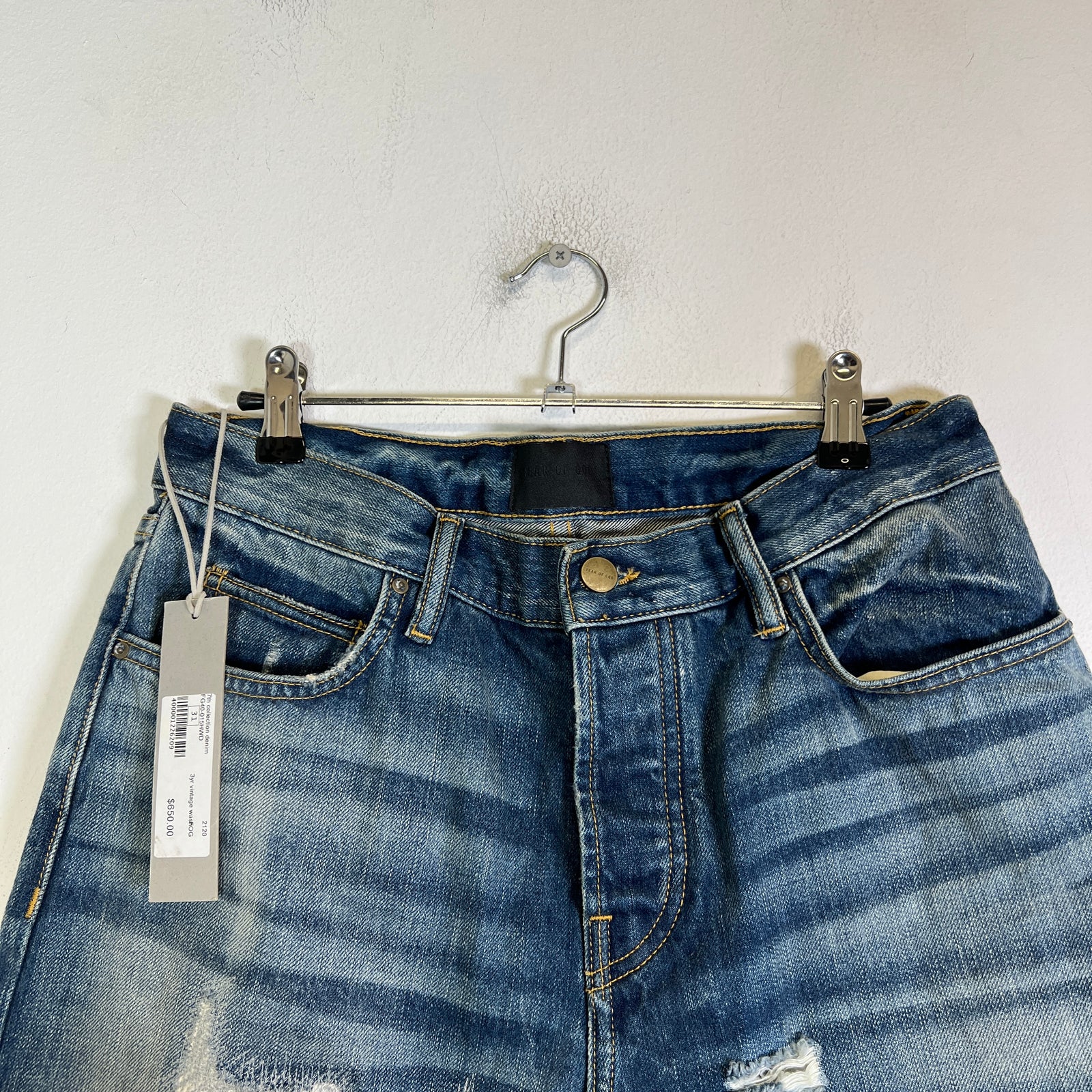 Fear Of God 7th Collection 3 Year Vintage Wash Denim Jeans Size 31