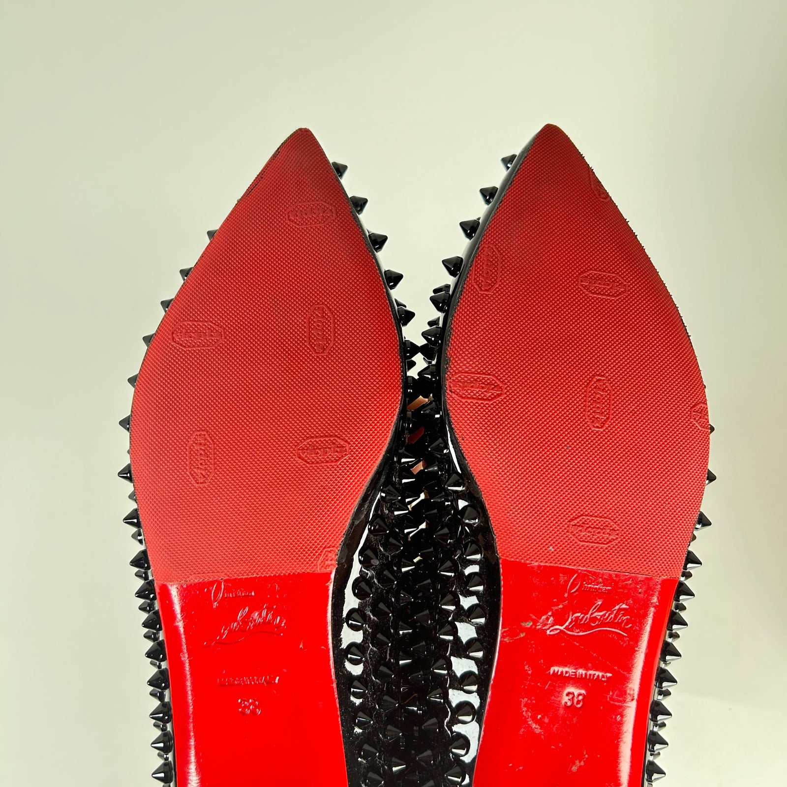 Christian Louboutin Black Patent Studded Flats Size 38