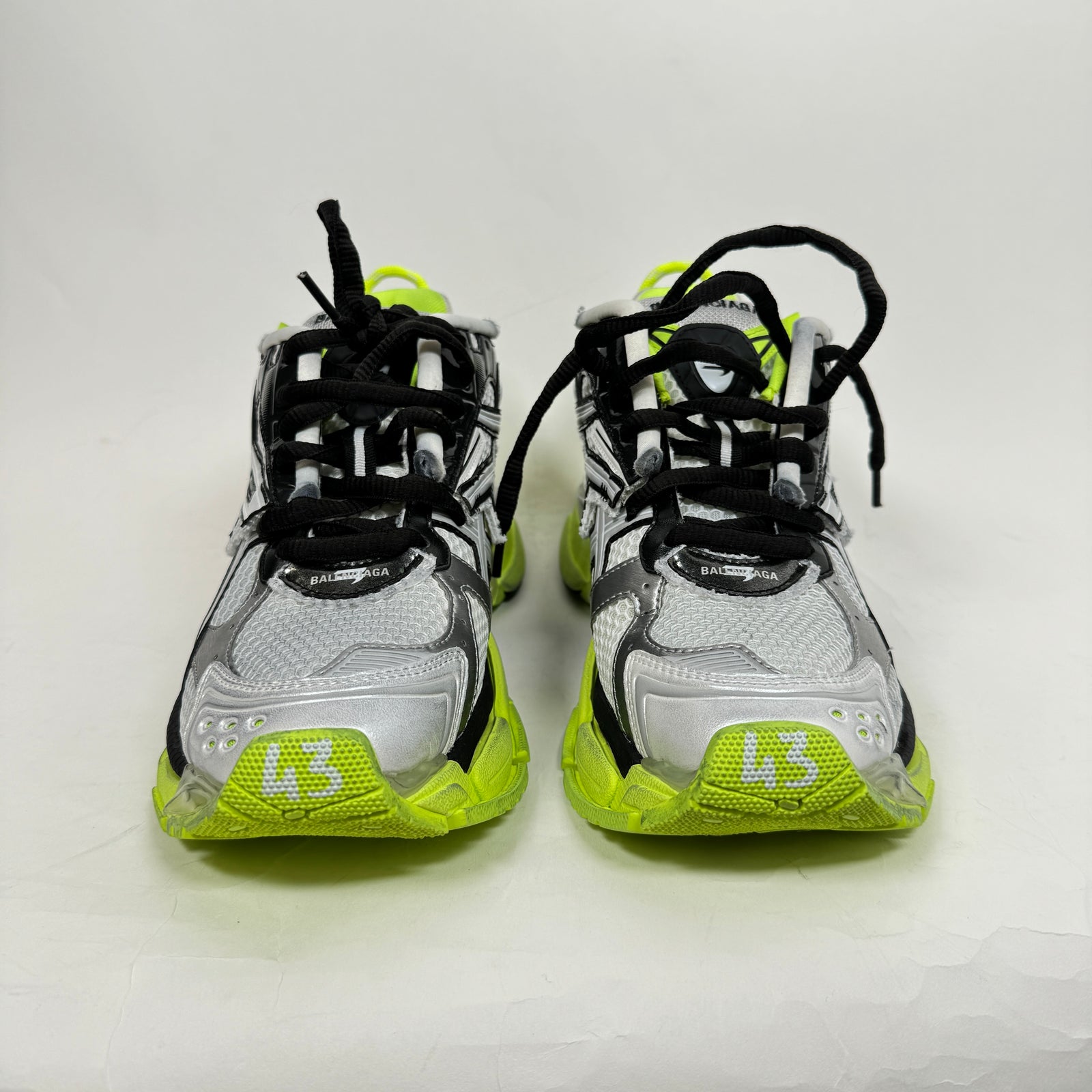 Balenciaga Silver/Neon Yellow Runners Size 43