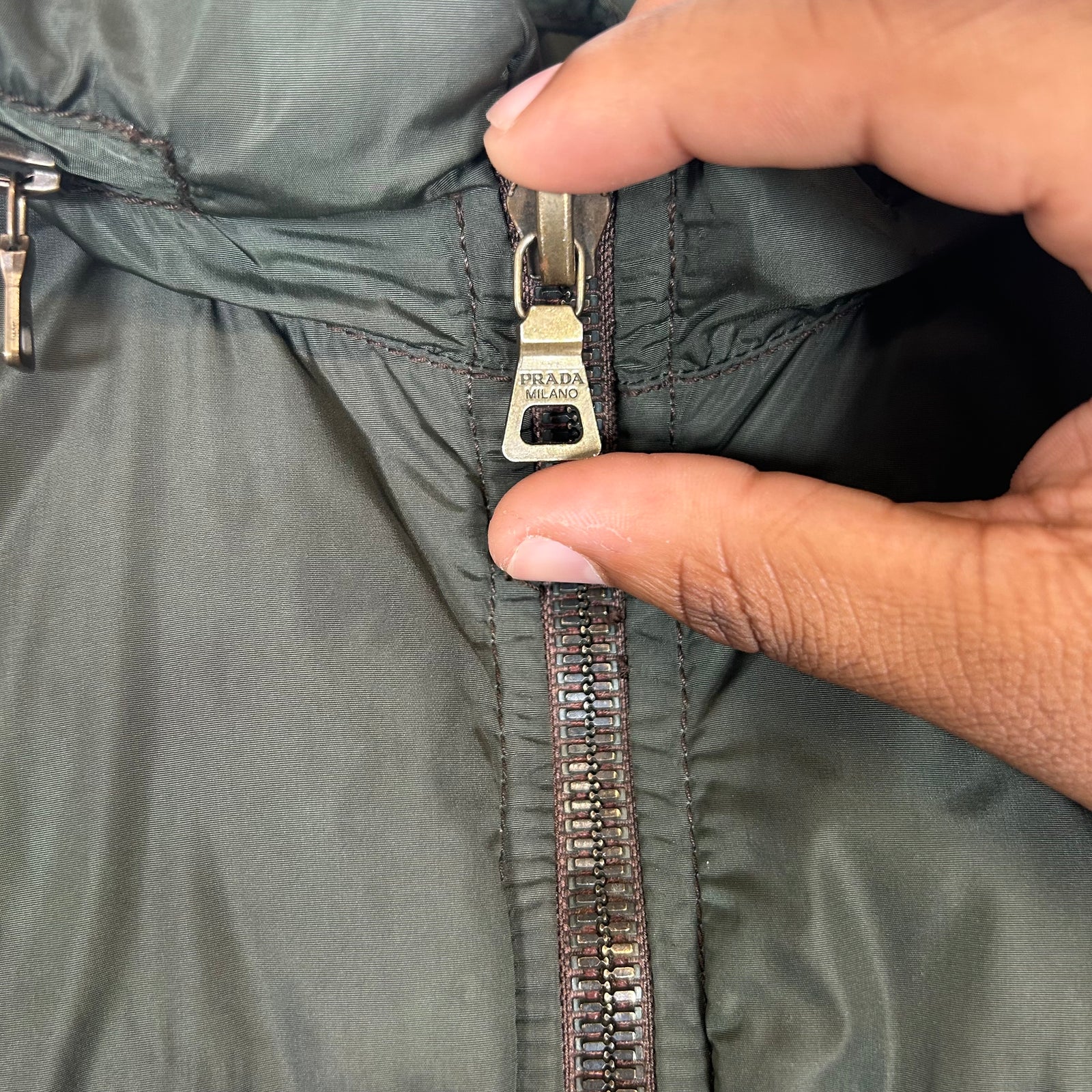 Prada Green Hooded Puffer Jacket Size S