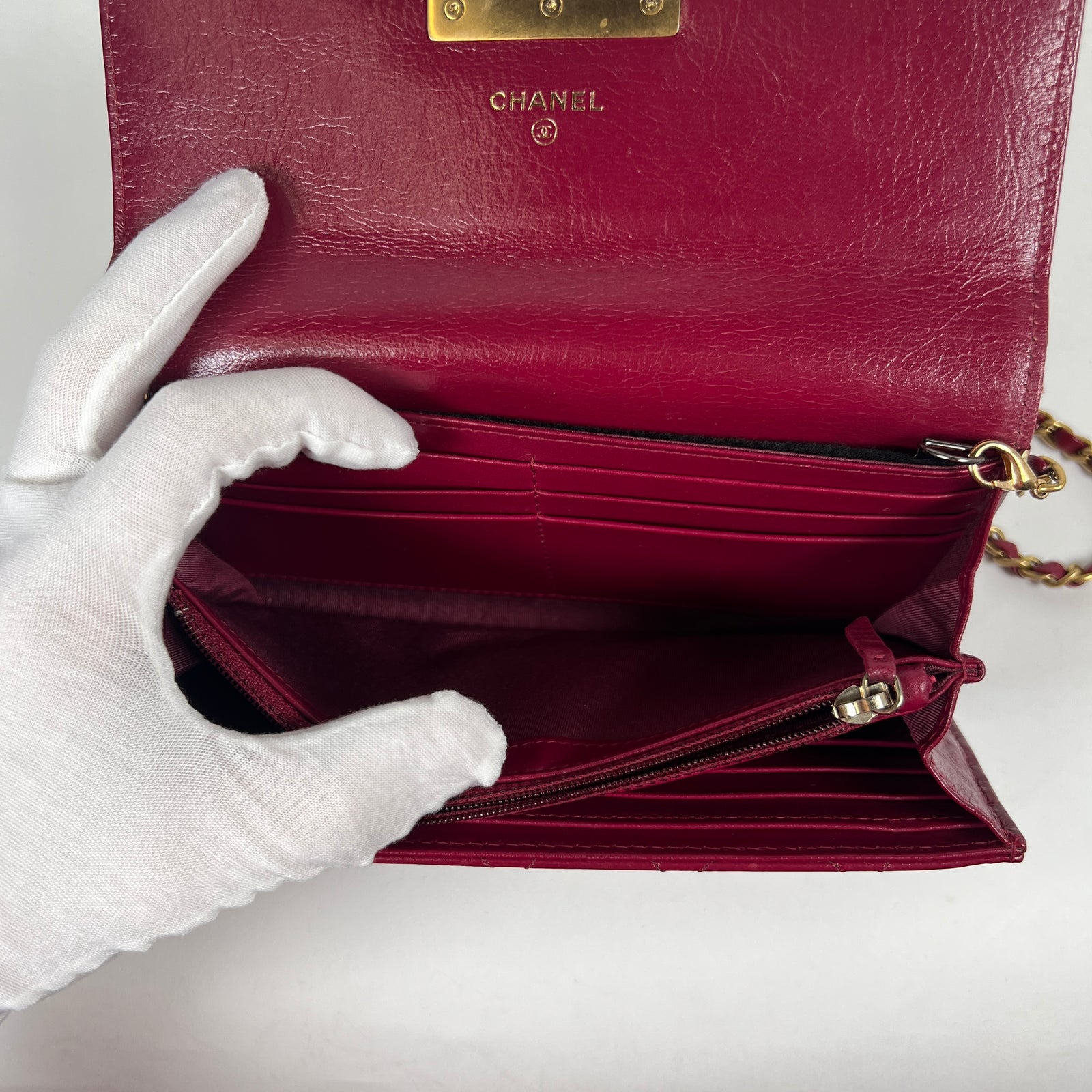 Chanel Burgundy Calfskin Flap Wallet