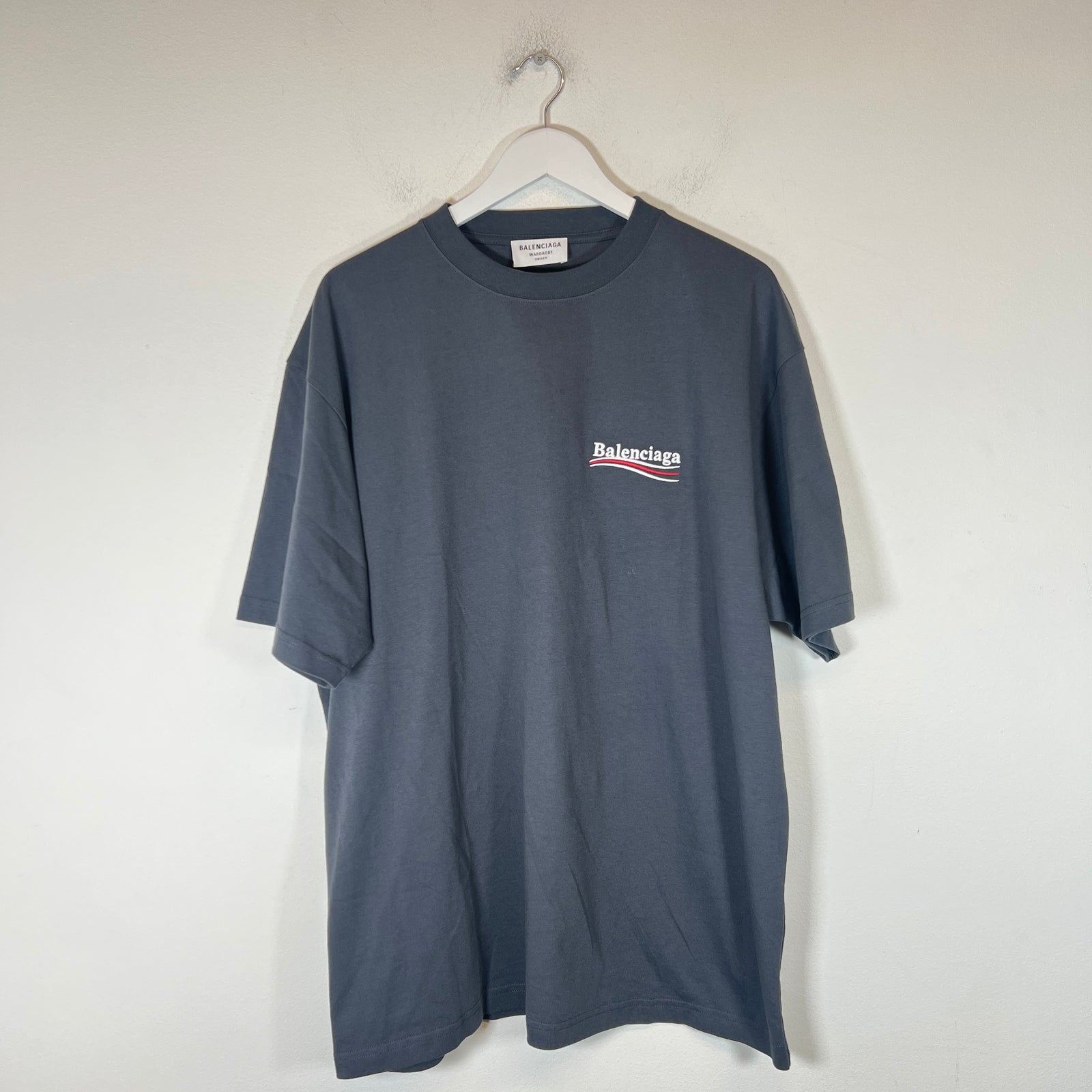 Balenciaga Dark Grey Campaign Logo T-Shirt Size M