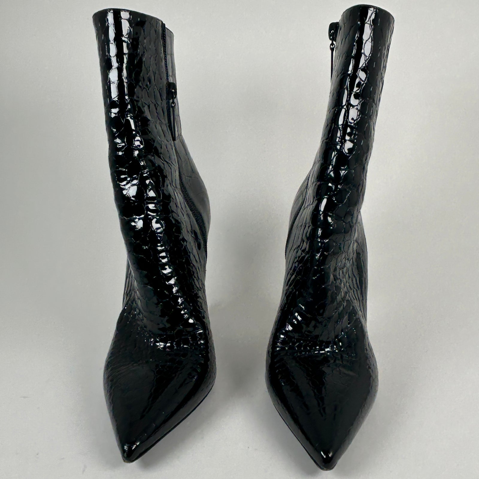Saint Laurent Black Croc Embossed 'Opyum' Ankle Boot Size 40