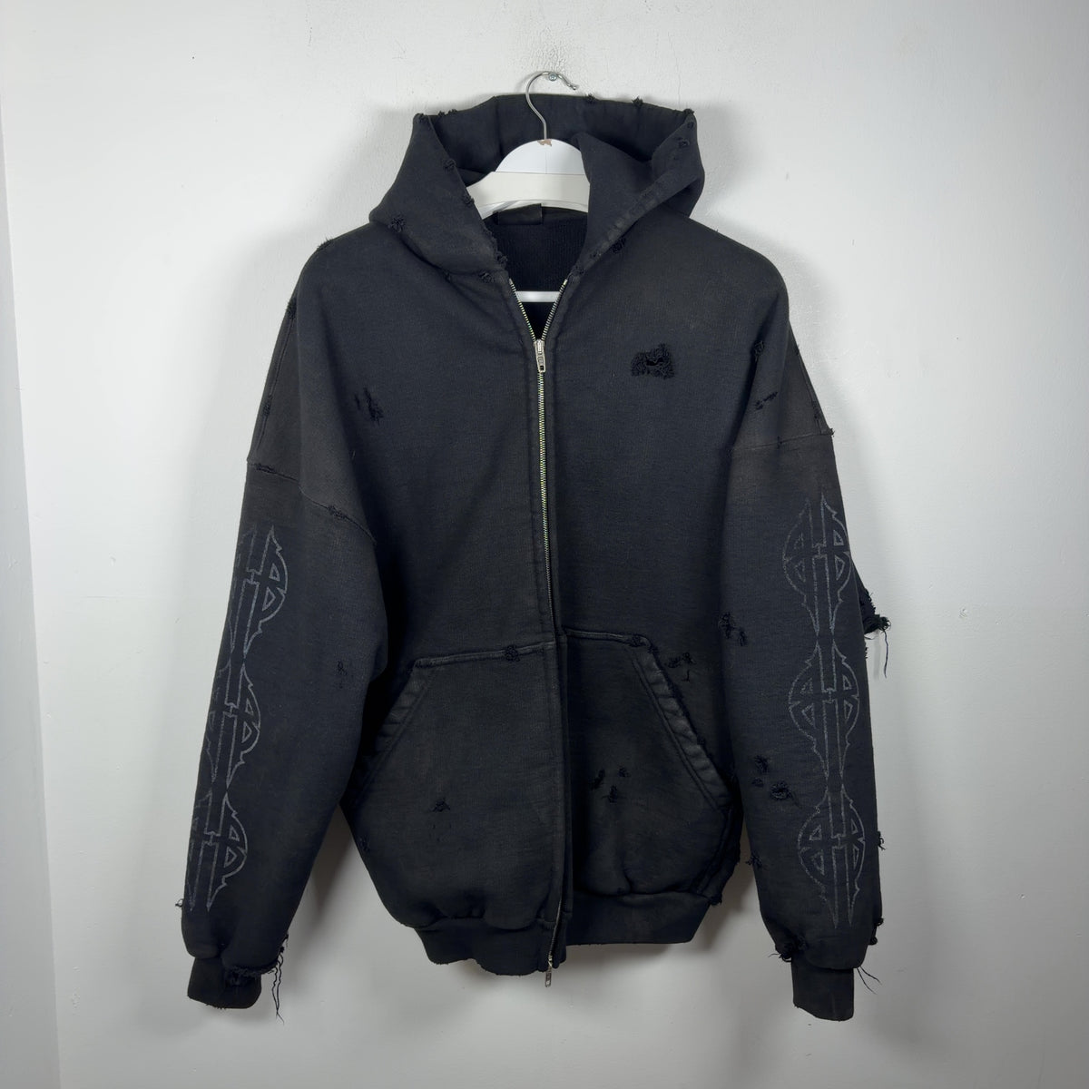 Balenciaga SS24 Paris Moon Distressed Zip-Up Hoodie
