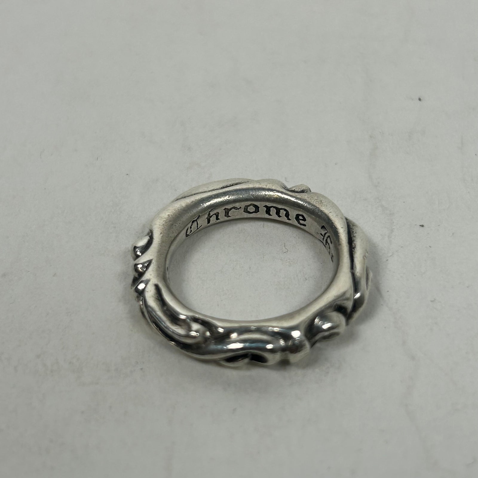 Chrome Hearts Silver Scroll Ring Size 6