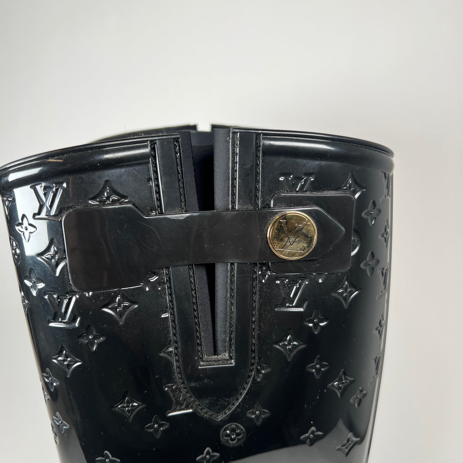 Louis Vuitton Black Monogram Rain Boots Size 38