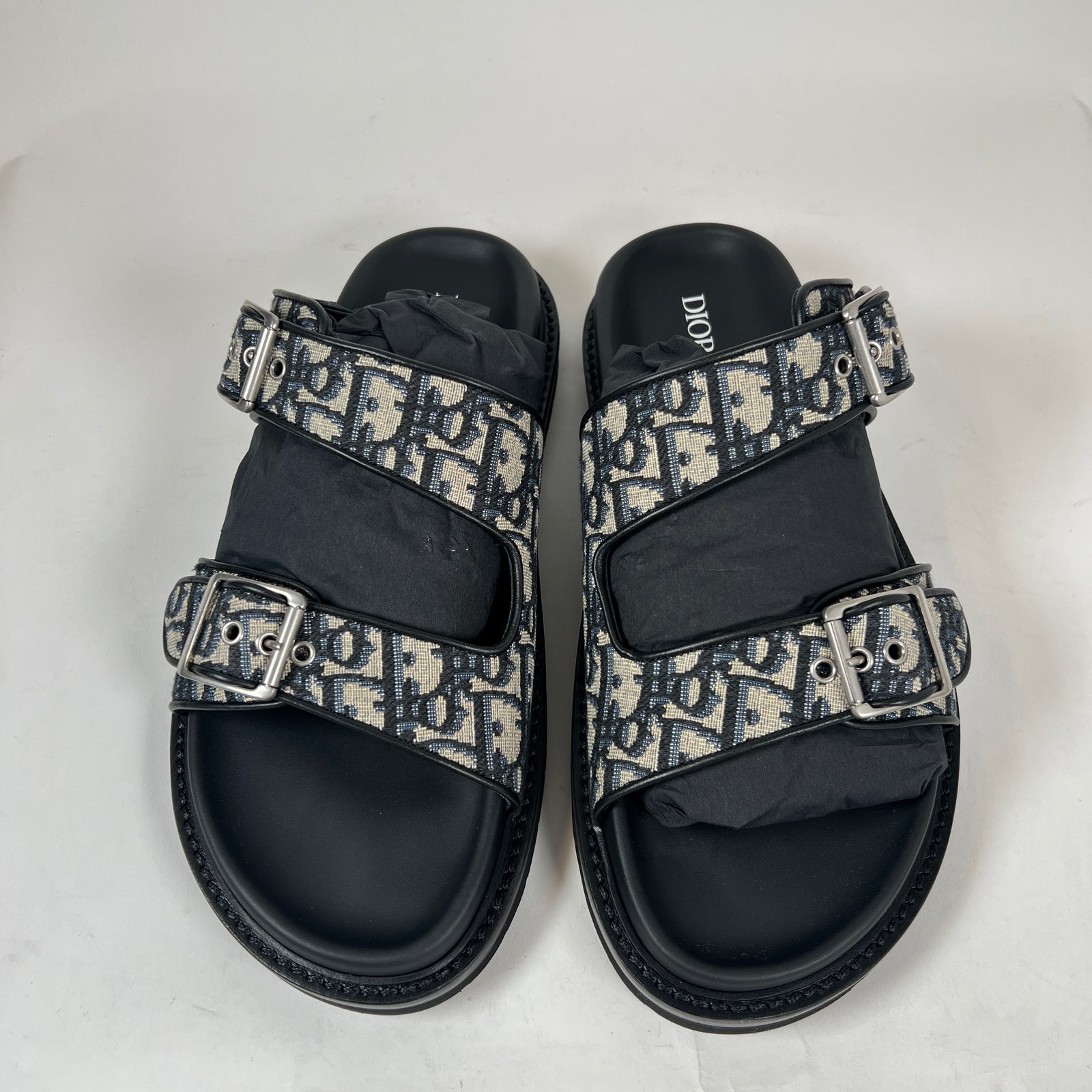 Dior Black/Beige Oblique Aqua Sandals Size 43