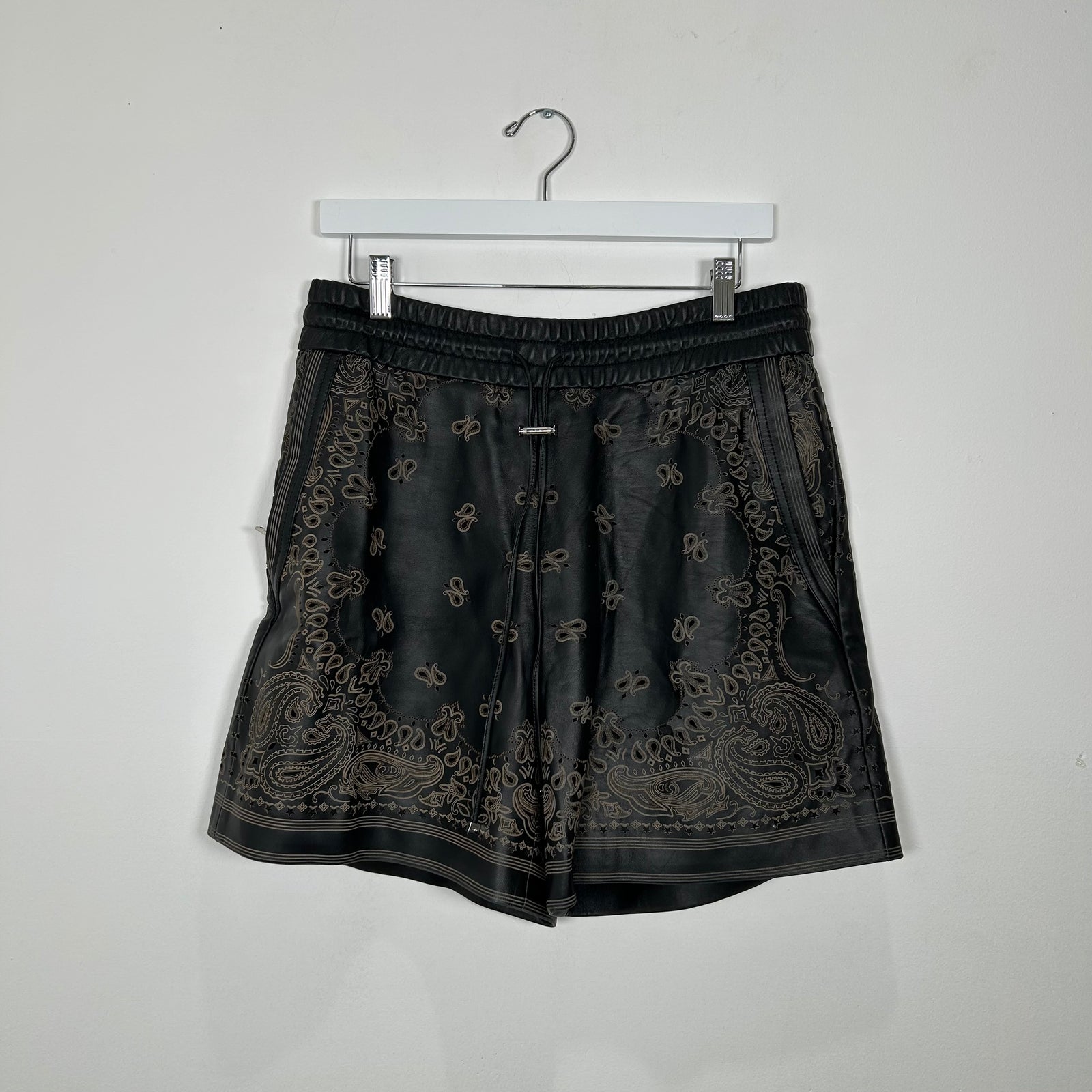 Amiri Laser Cut Western Leather Shorts Size M